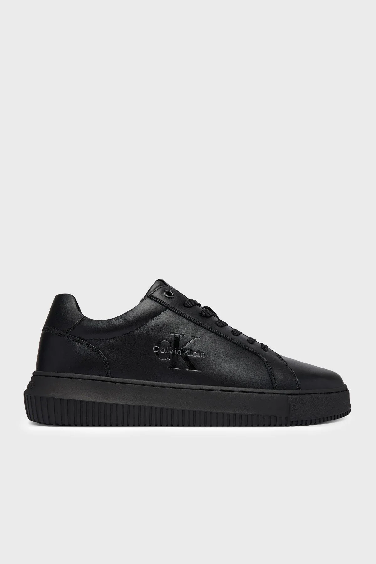Calvin Klein Logolu Deri Sneaker YM0YM013170GT Erkek Ayakkabı YM0YM01317 0GT Siyah - 2