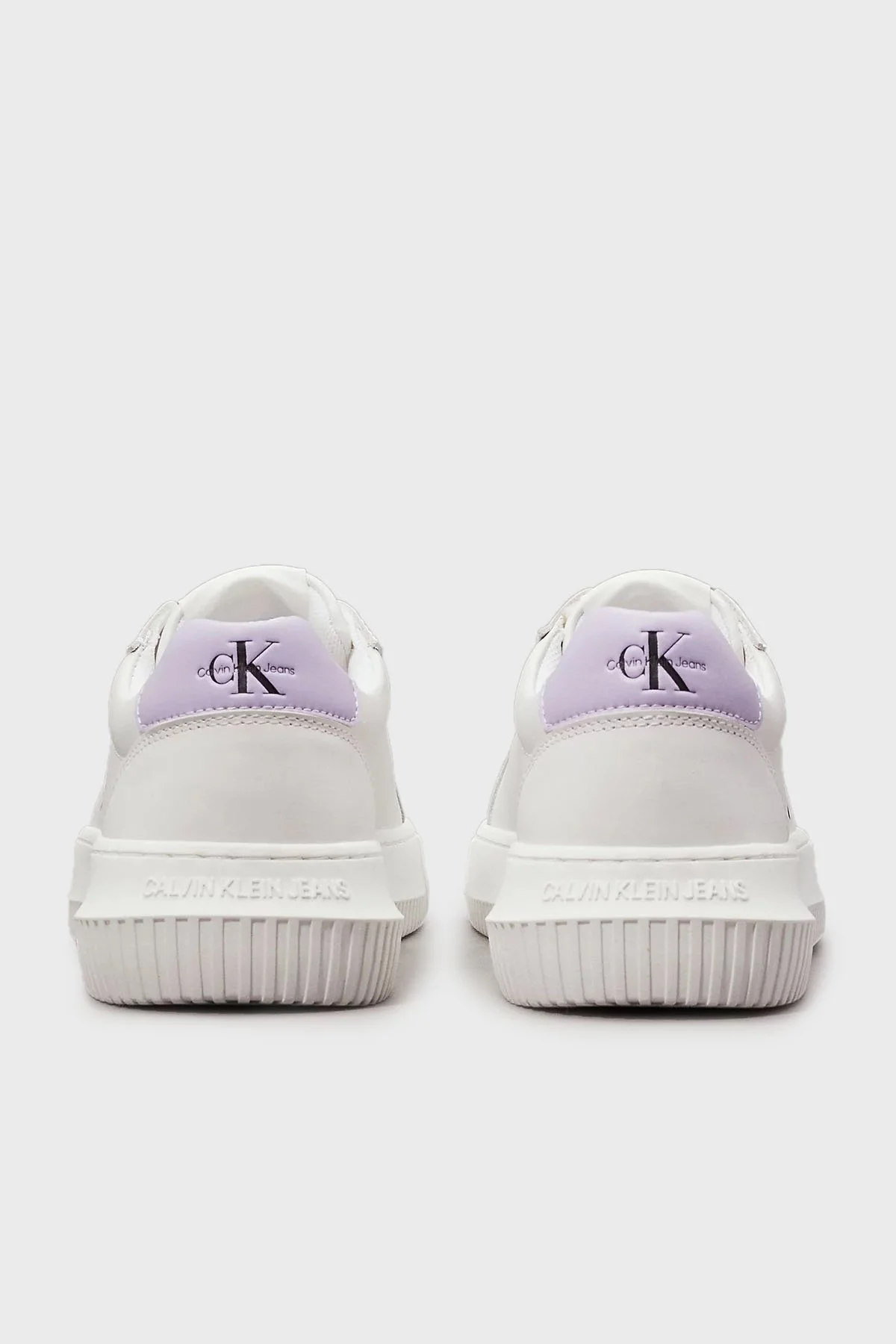 Calvin Klein Logolu Deri Sneaker YW0YW008230LG Bayan Ayakkabı YW0YW00823 0LG Beyaz-Lila - 3