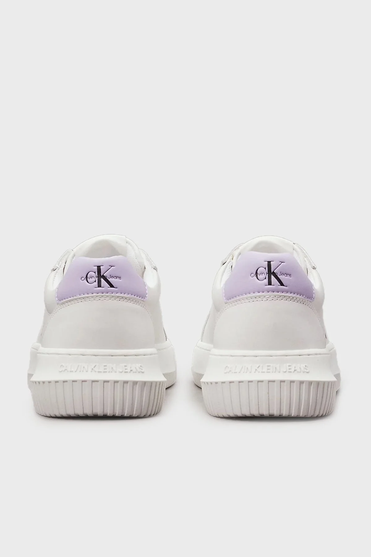 Calvin Klein Logolu Deri Sneaker YW0YW008230LG Bayan Ayakkabı YW0YW00823 0LG Beyaz-Lila - 8