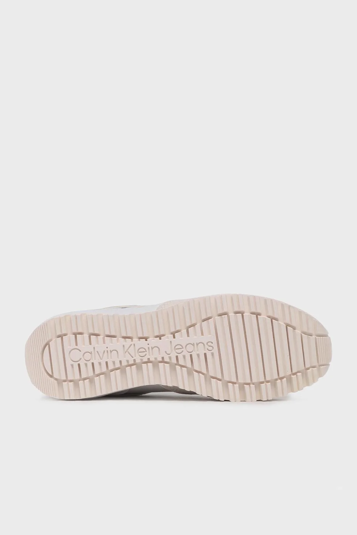 Calvin Klein Logolu Deri Sneaker YW0YW009340LA Bayan Ayakkabı YW0YW00934 0LA Ekru-Beyaz - 3