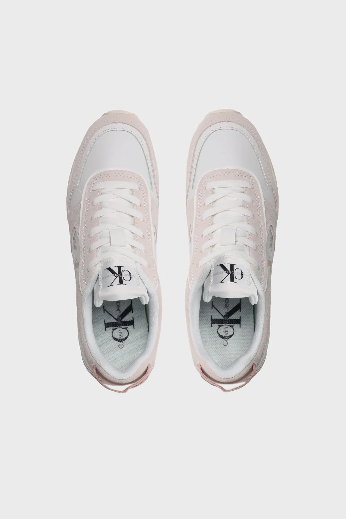 Calvin Klein Logolu Deri Sneaker YW0YW009340LA Bayan Ayakkabı YW0YW00934 0LA Ekru-Beyaz - 4