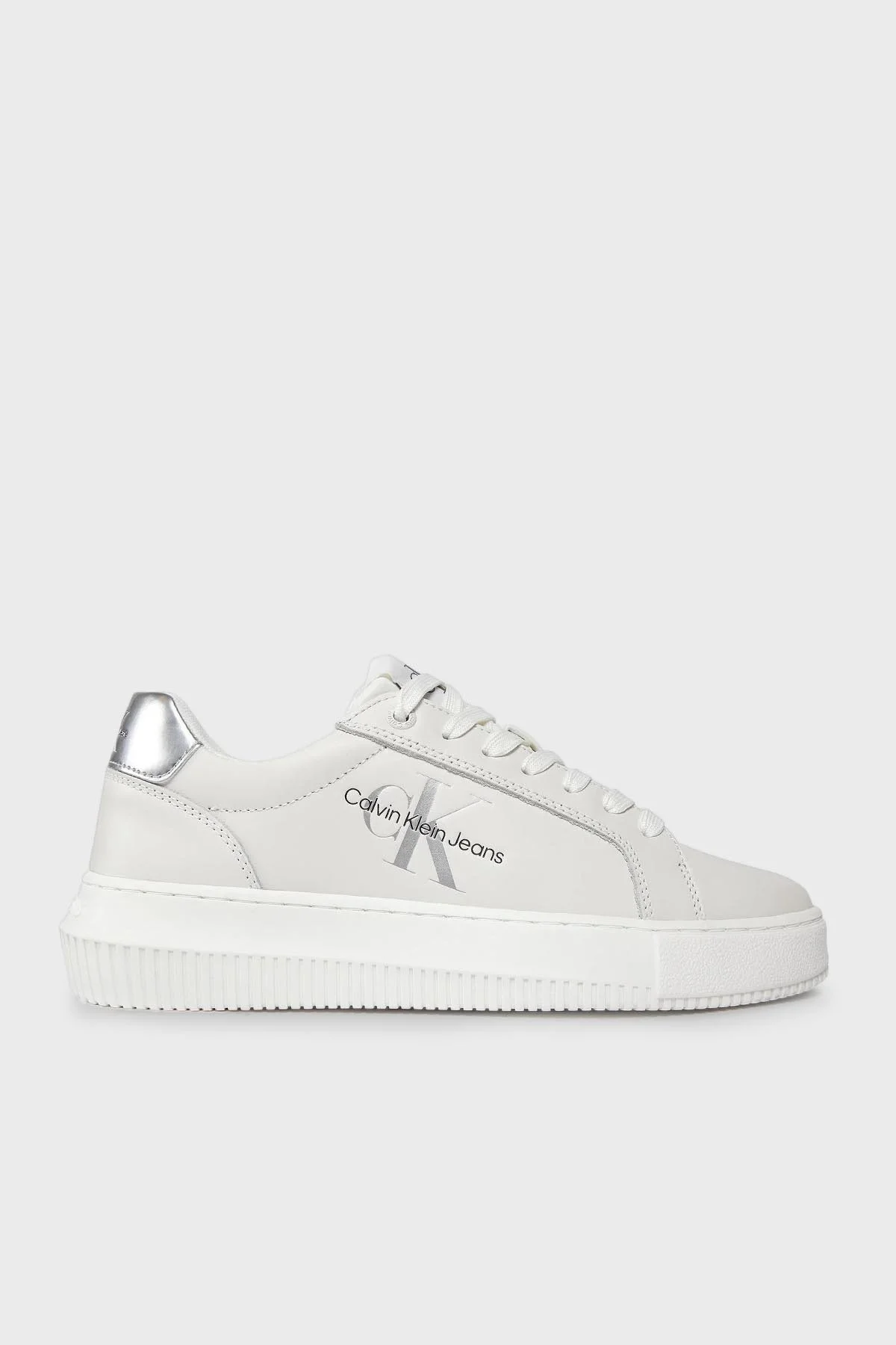 Calvin Klein Logolu Deri Sneaker Bayan Ayakkabı YW0YW01224 YBR BEYAZ - 7