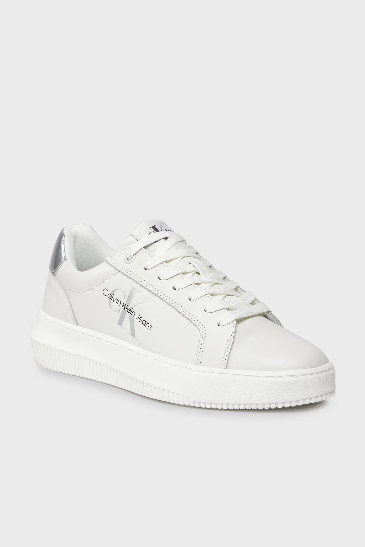 Calvin Klein Logolu Deri Sneaker Bayan Ayakkabı YW0YW01224 YBR BEYAZ - 8
