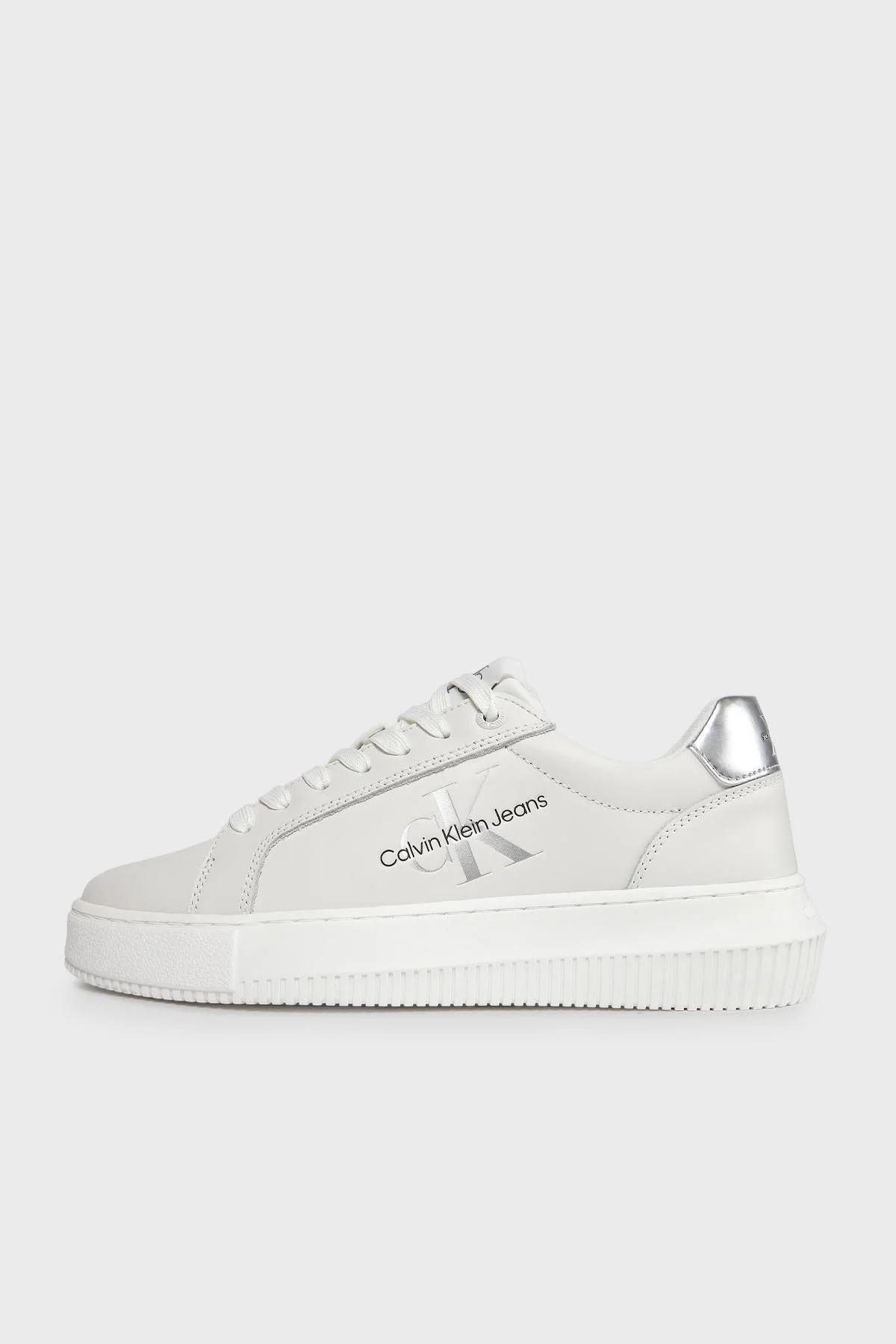 Calvin Klein Logolu Deri Sneaker Bayan Ayakkabı YW0YW01224 YBR BEYAZ - 9