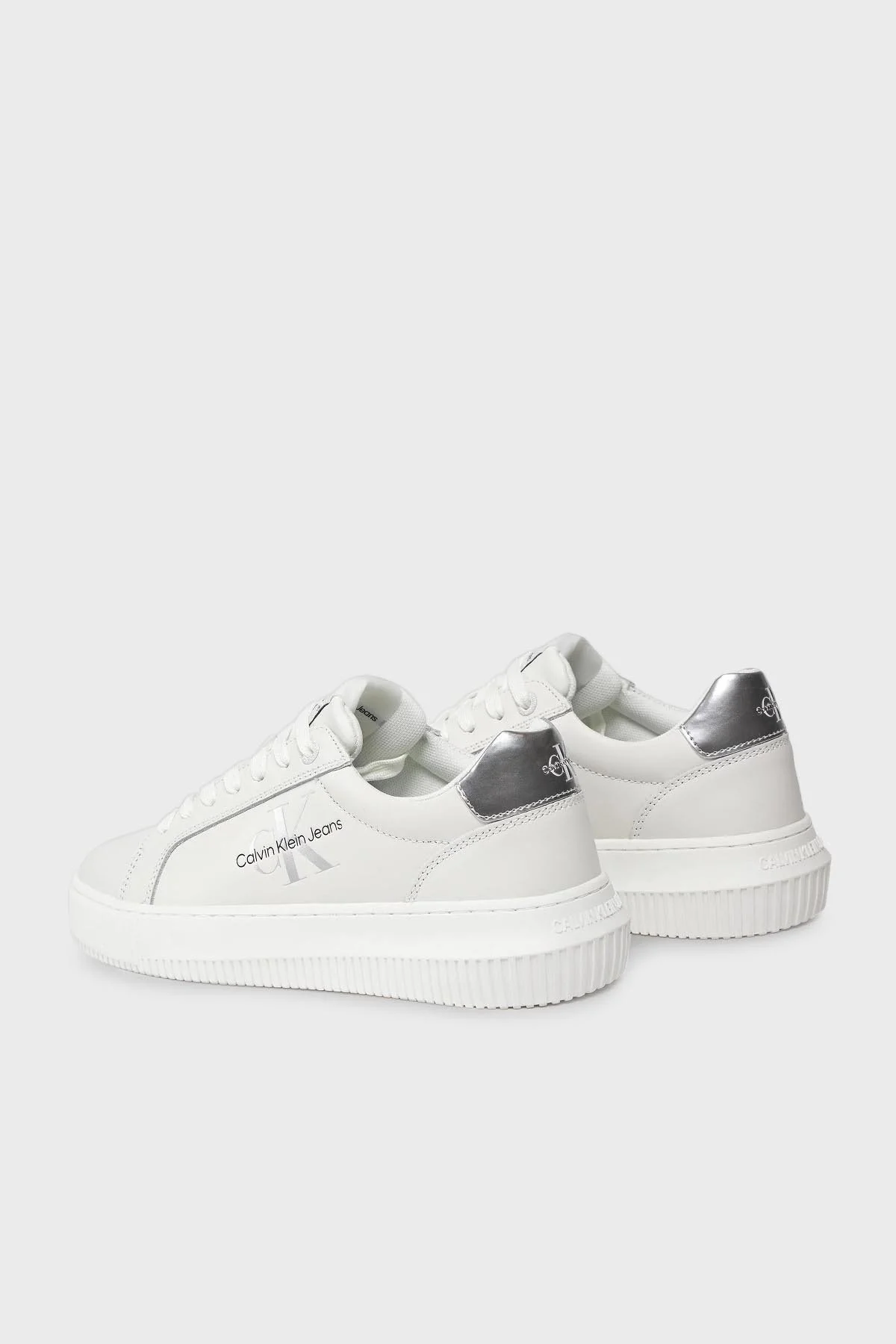 Calvin Klein Logolu Deri Sneaker Bayan Ayakkabı YW0YW01224 YBR BEYAZ - 10
