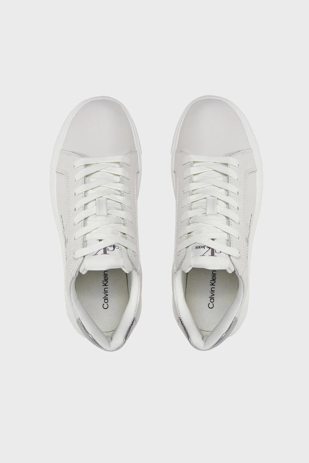Calvin Klein Logolu Deri Sneaker Bayan Ayakkabı YW0YW01224 YBR BEYAZ - 11
