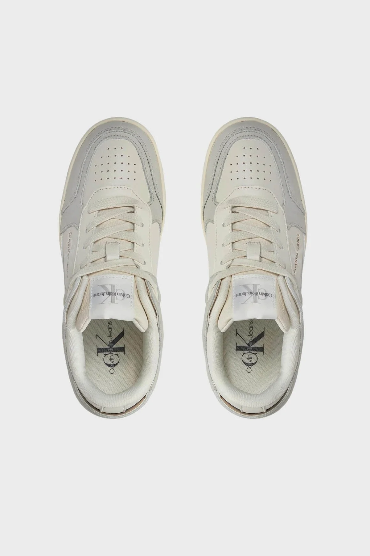Calvin Klein Logolu Deri Sneaker YW0YW013010GF Bayan Ayakkabı YW0YW01301 0GF Krem-Bej - 5