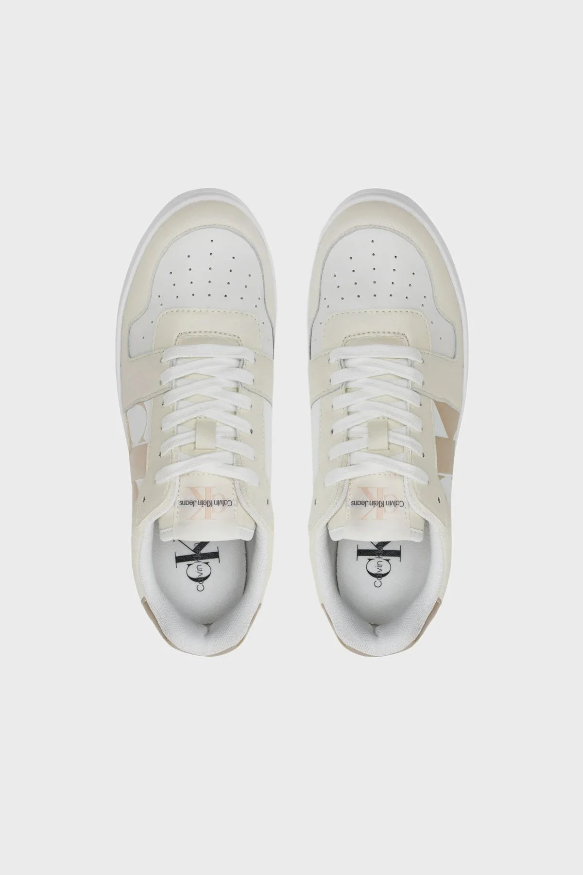Calvin Klein Logolu Deri Sneaker YW0YW014820LC Bayan Ayakkabı YW0YW01482 0LC Beyaz-Krem - 11
