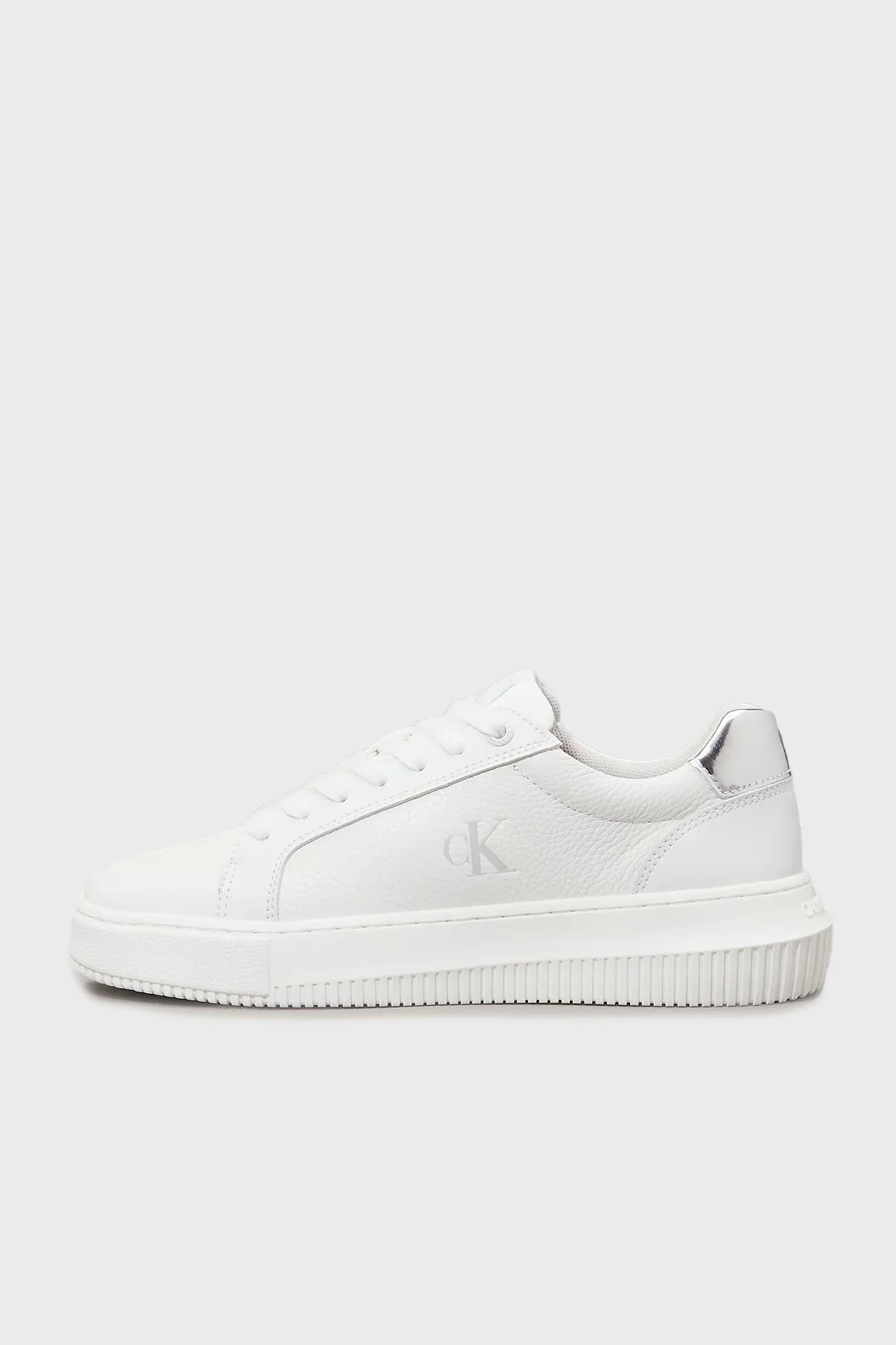 Calvin Klein Logolu Deri Sneaker YW0YW017690LI Bayan Ayakkabı YW0YW01769 0LI BEYAZ-GÜMÜŞ - 9