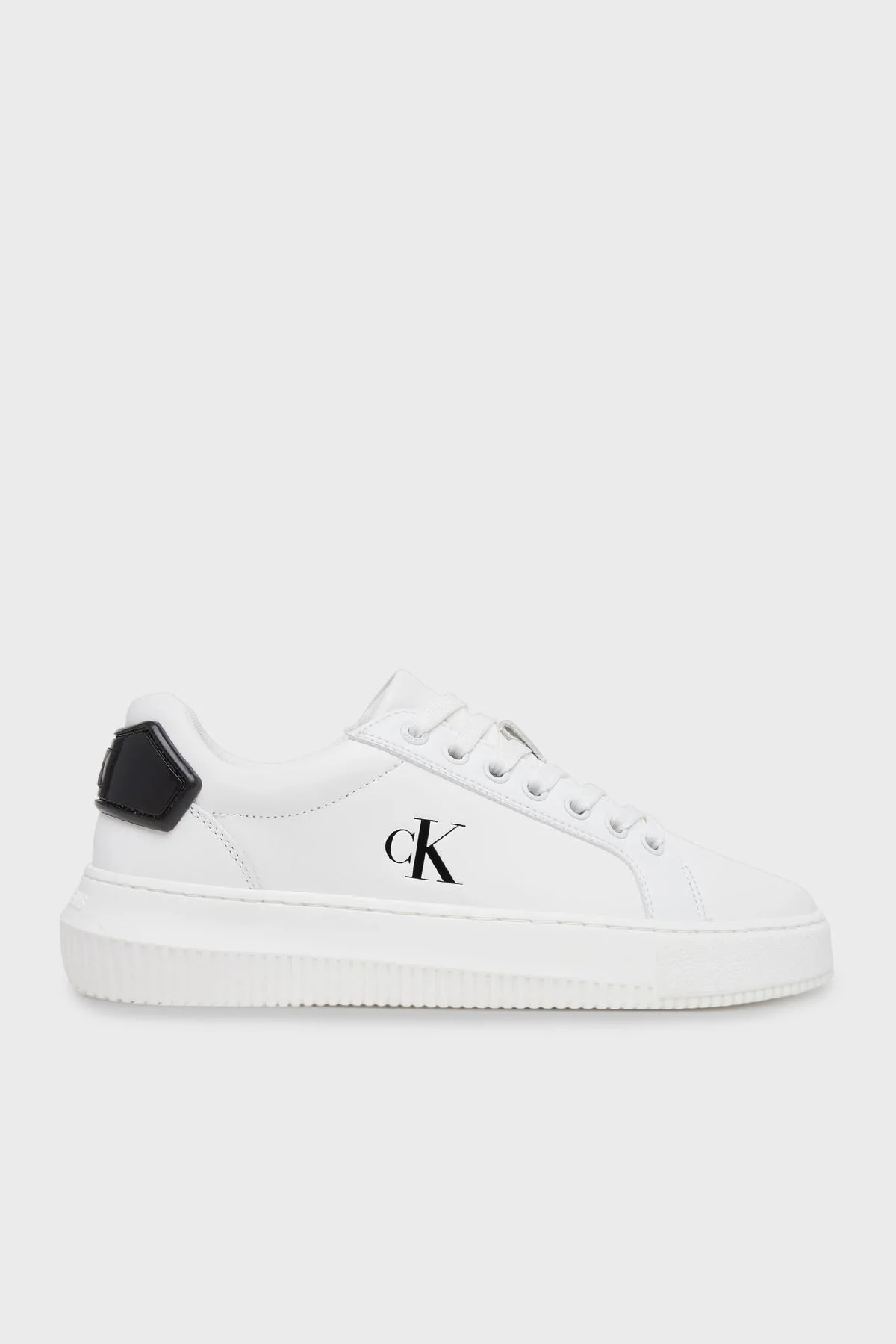 Calvin Klein Logolu Deri Sneaker YW0YW0184601W Bayan Ayakkabı YW0YW01846 01W BEYAZ-SİYAH - 1