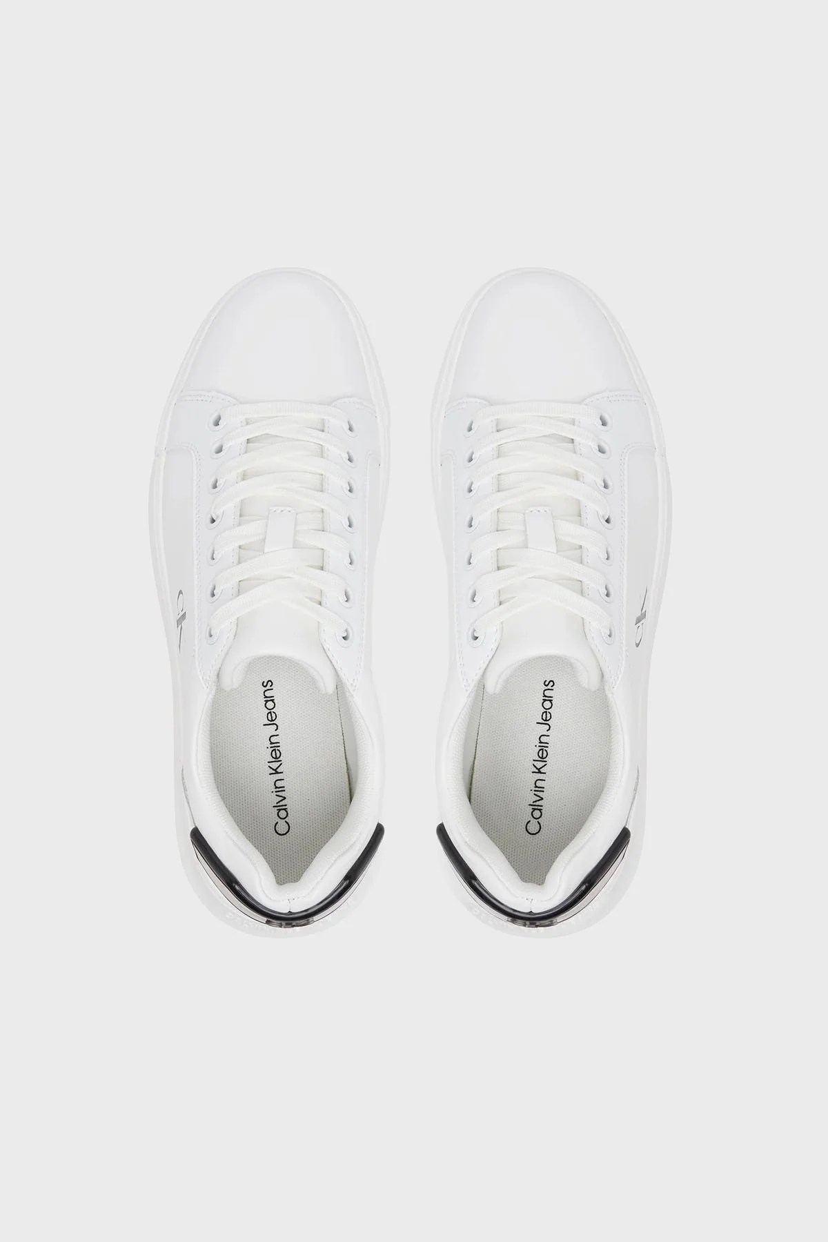 Calvin Klein Logolu Deri Sneaker YW0YW0184601W Bayan Ayakkabı YW0YW01846 01W BEYAZ-SİYAH - 3