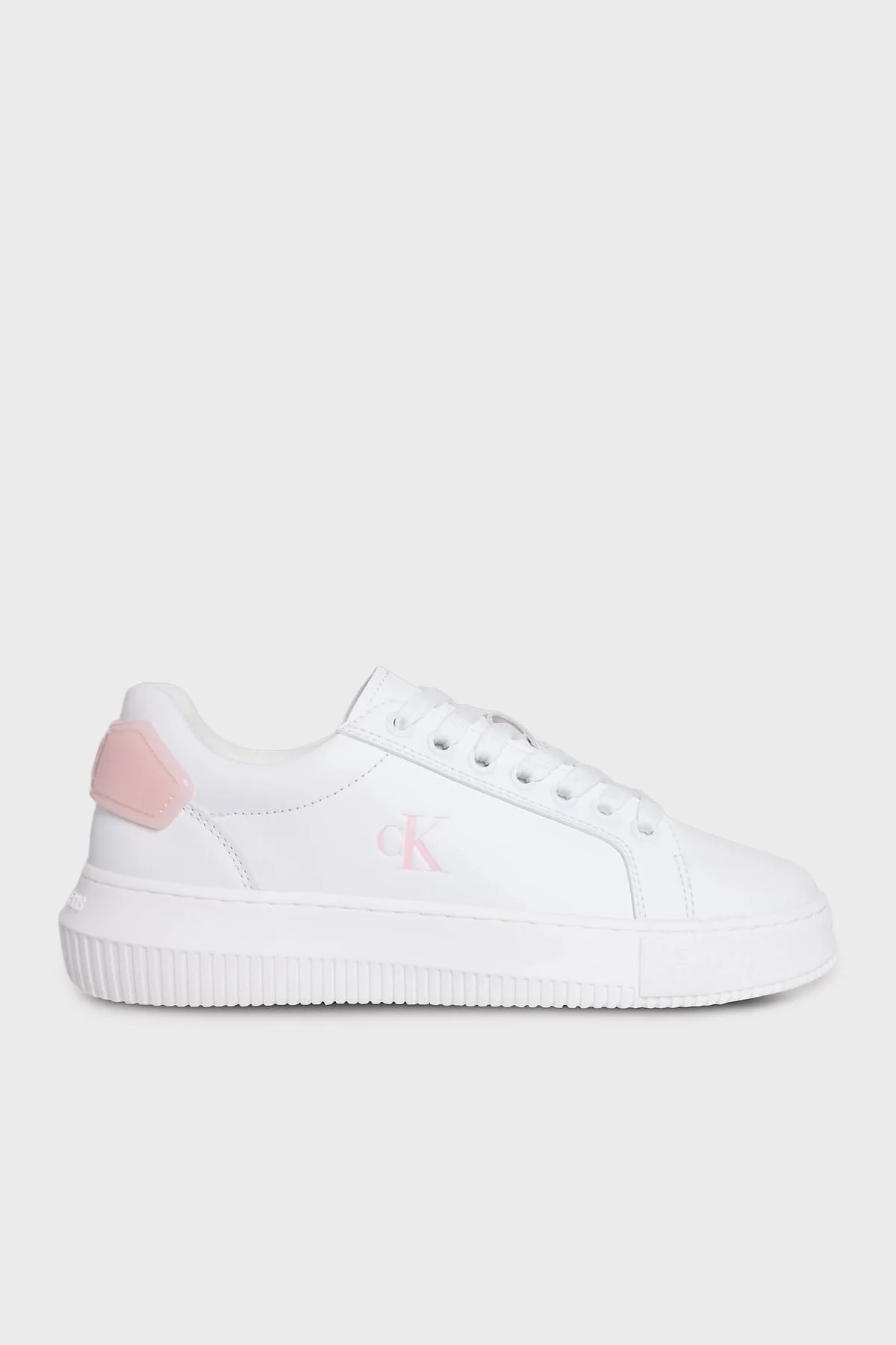 Calvin Klein Logolu Deri Sneaker YW0YW018460LD Bayan Ayakkabı YW0YW01846 0LD BEYAZ-PEMBE - 1