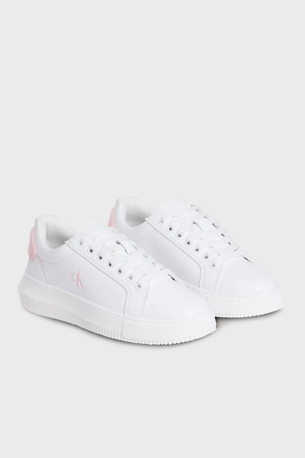 Calvin Klein Logolu Deri Sneaker YW0YW018460LD Bayan Ayakkabı YW0YW01846 0LD BEYAZ-PEMBE - 2