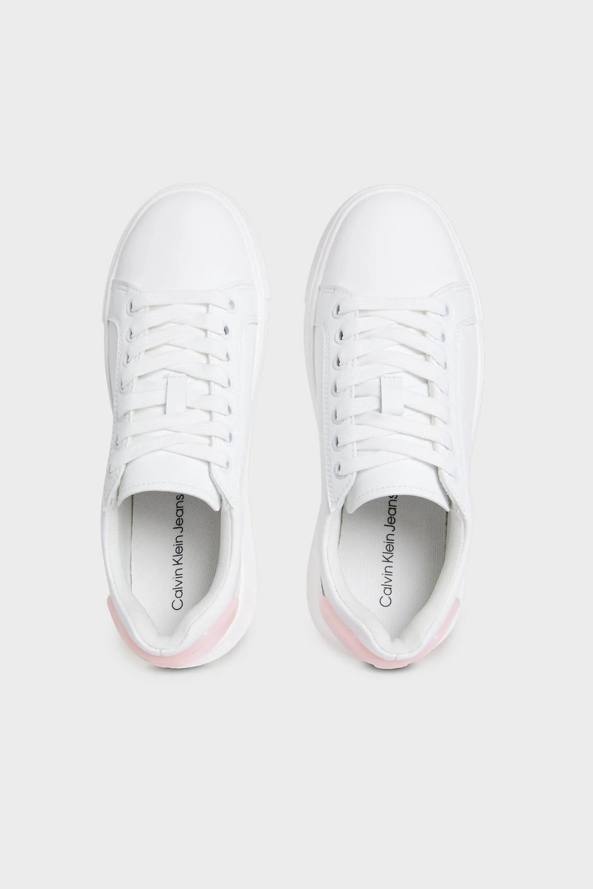 Calvin Klein Logolu Deri Sneaker YW0YW018460LD Bayan Ayakkabı YW0YW01846 0LD BEYAZ-PEMBE - 3