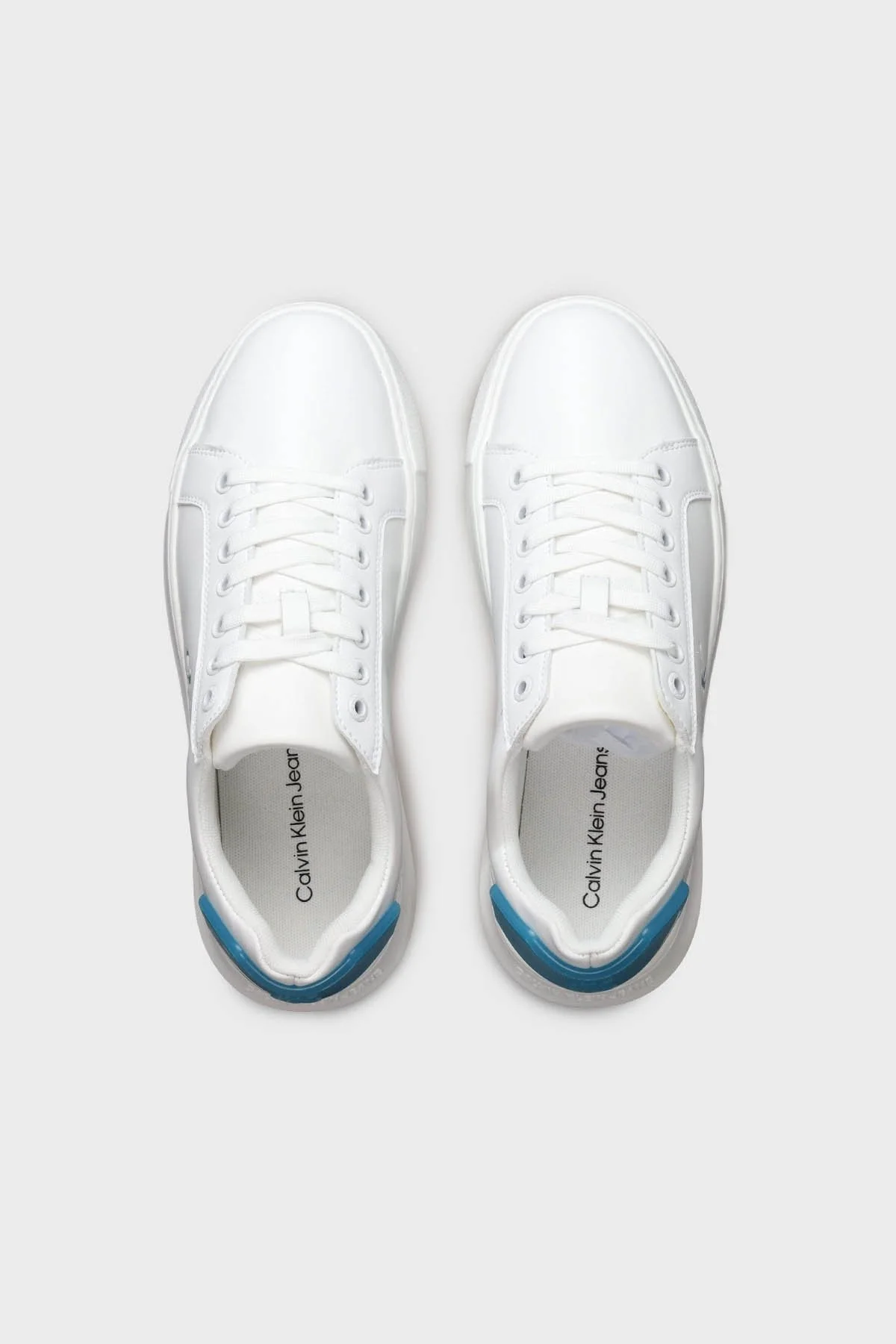 Calvin Klein Logolu Deri Sneaker YW0YW018460LE Bayan Ayakkabı YW0YW01846 0LE BEYAZ-MAVİ - 3