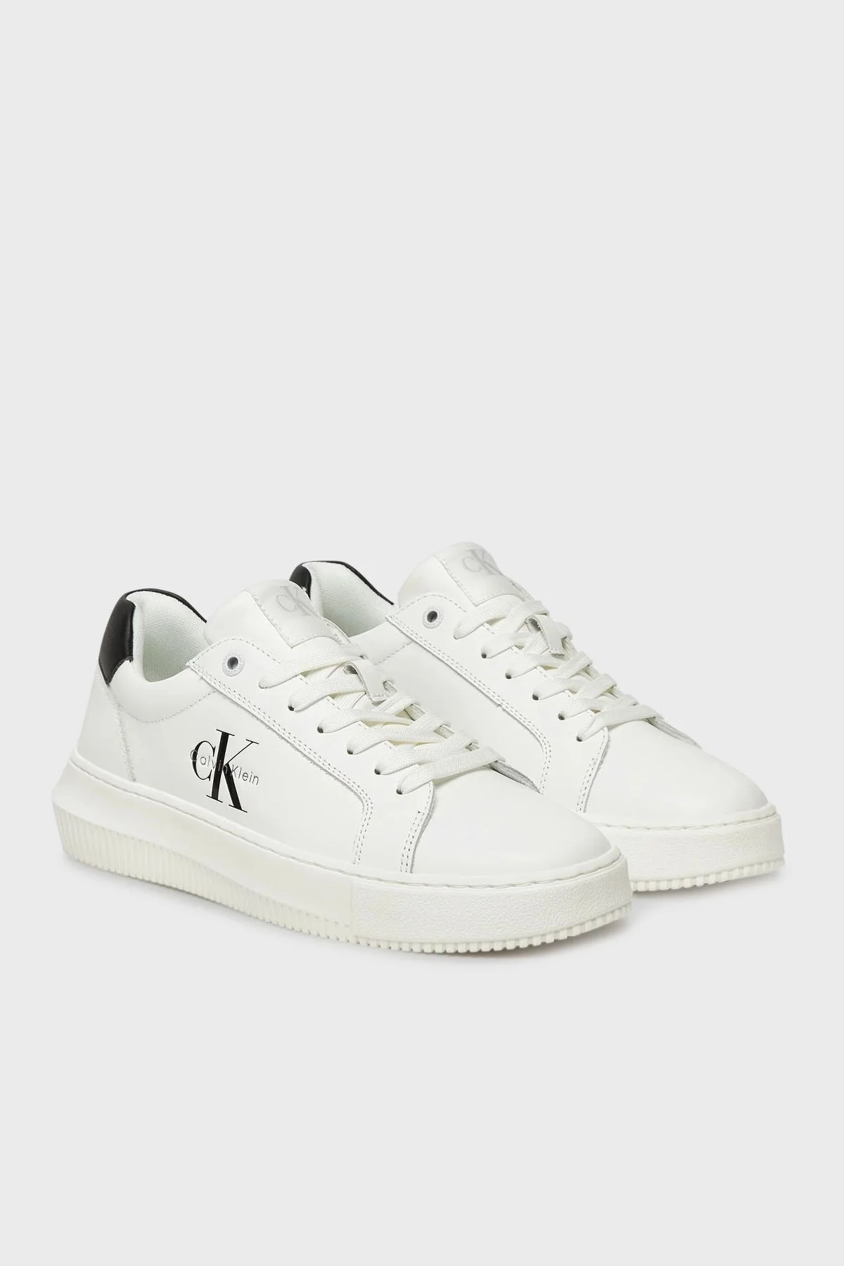 Calvin Klein Logolu Deri Sneaker YW0YW0187201W Bayan Ayakkabı YW0YW01872 01W BEYAZ-SİYAH - 2