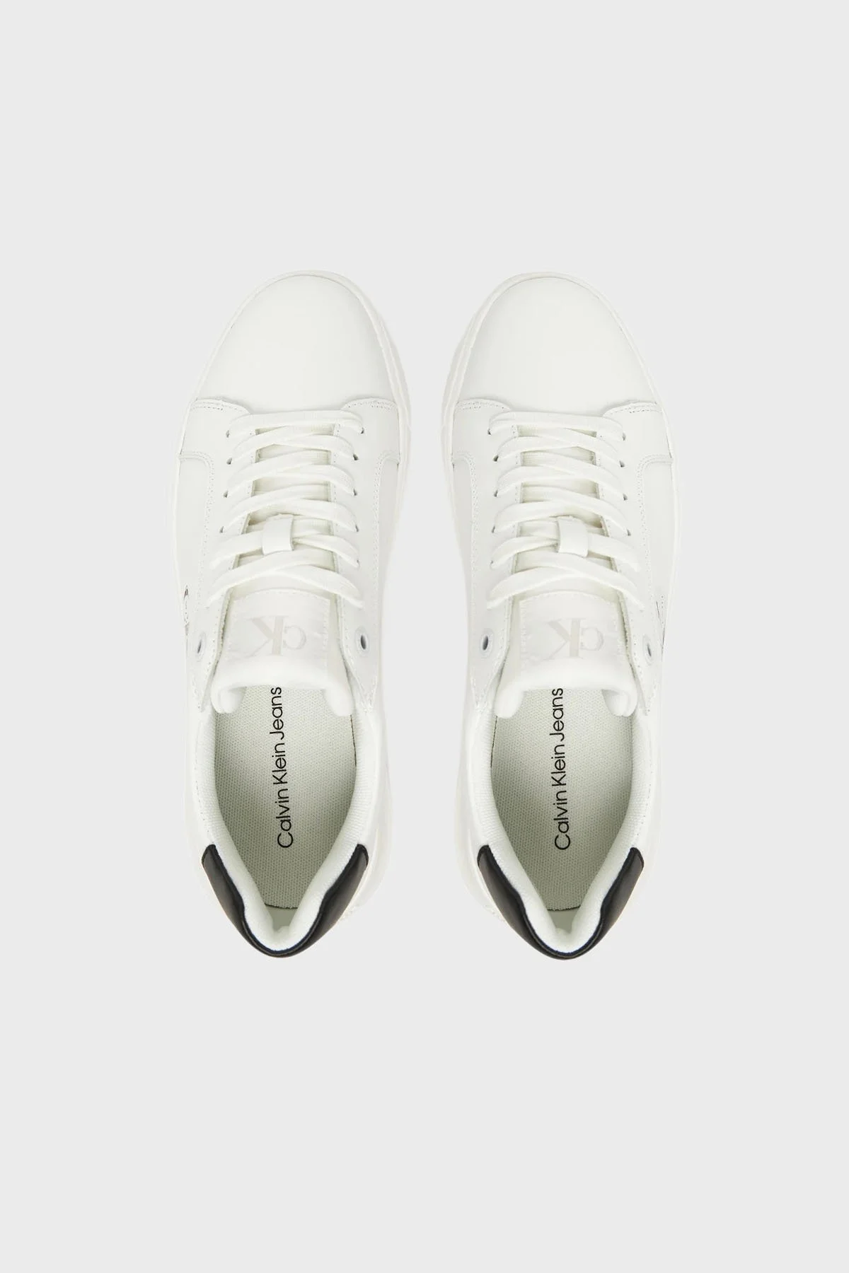 Calvin Klein Logolu Deri Sneaker YW0YW0187201W Bayan Ayakkabı YW0YW01872 01W BEYAZ-SİYAH - 3