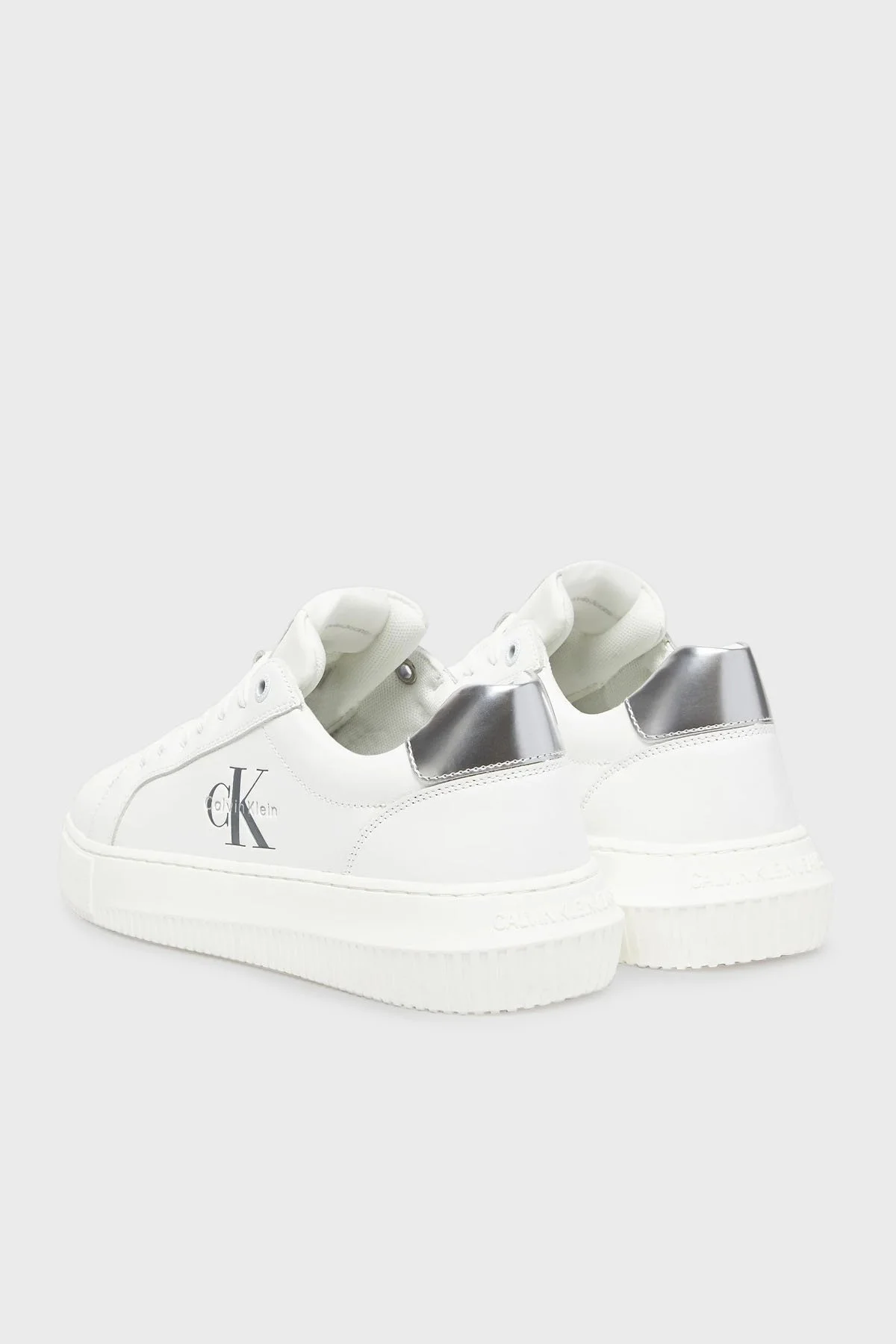Calvin Klein Logolu Deri Sneaker YW0YW0187602R Bayan Ayakkabı YW0YW01876 02R BEYAZ-GÜMÜŞ - 6