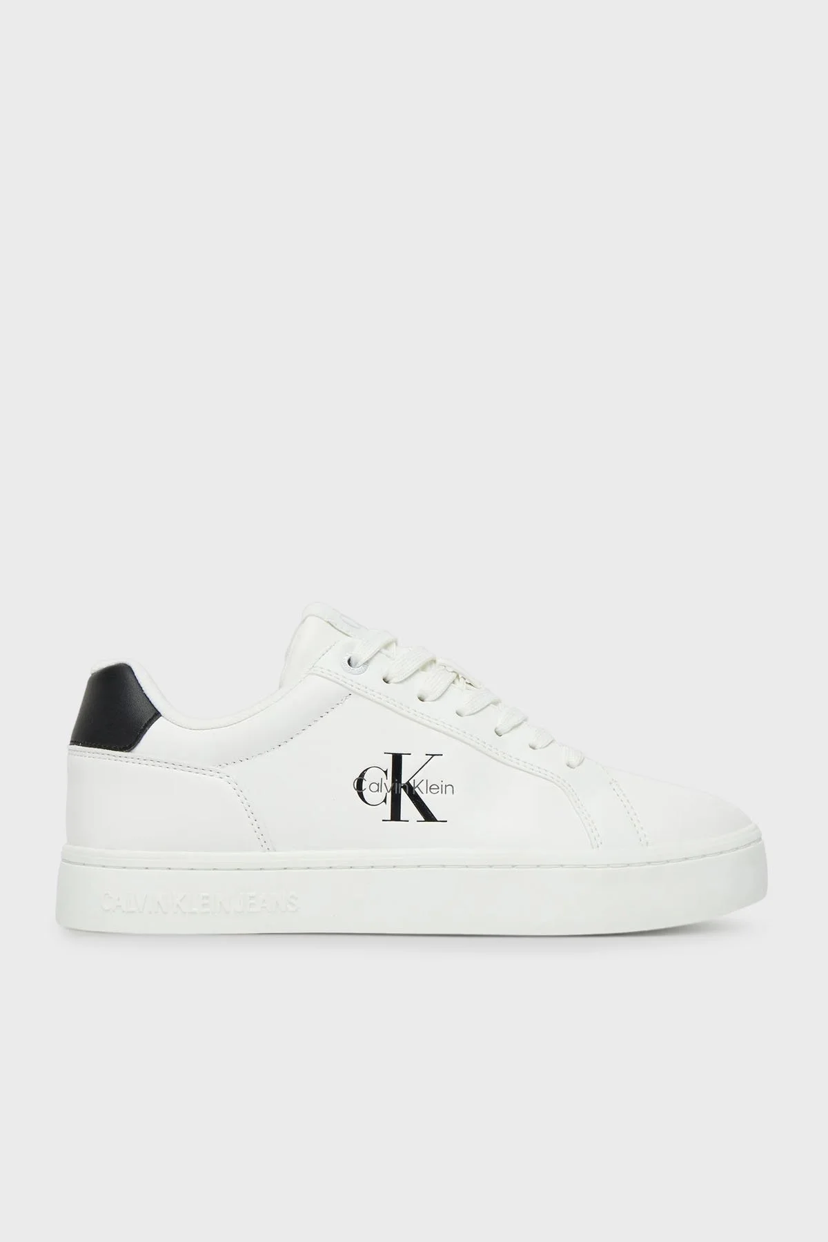 Calvin Klein Logolu Deri Sneaker YW0YW0190201W Bayan Ayakkabı YW0YW01902 01W BEYAZ-SİYAH - 1