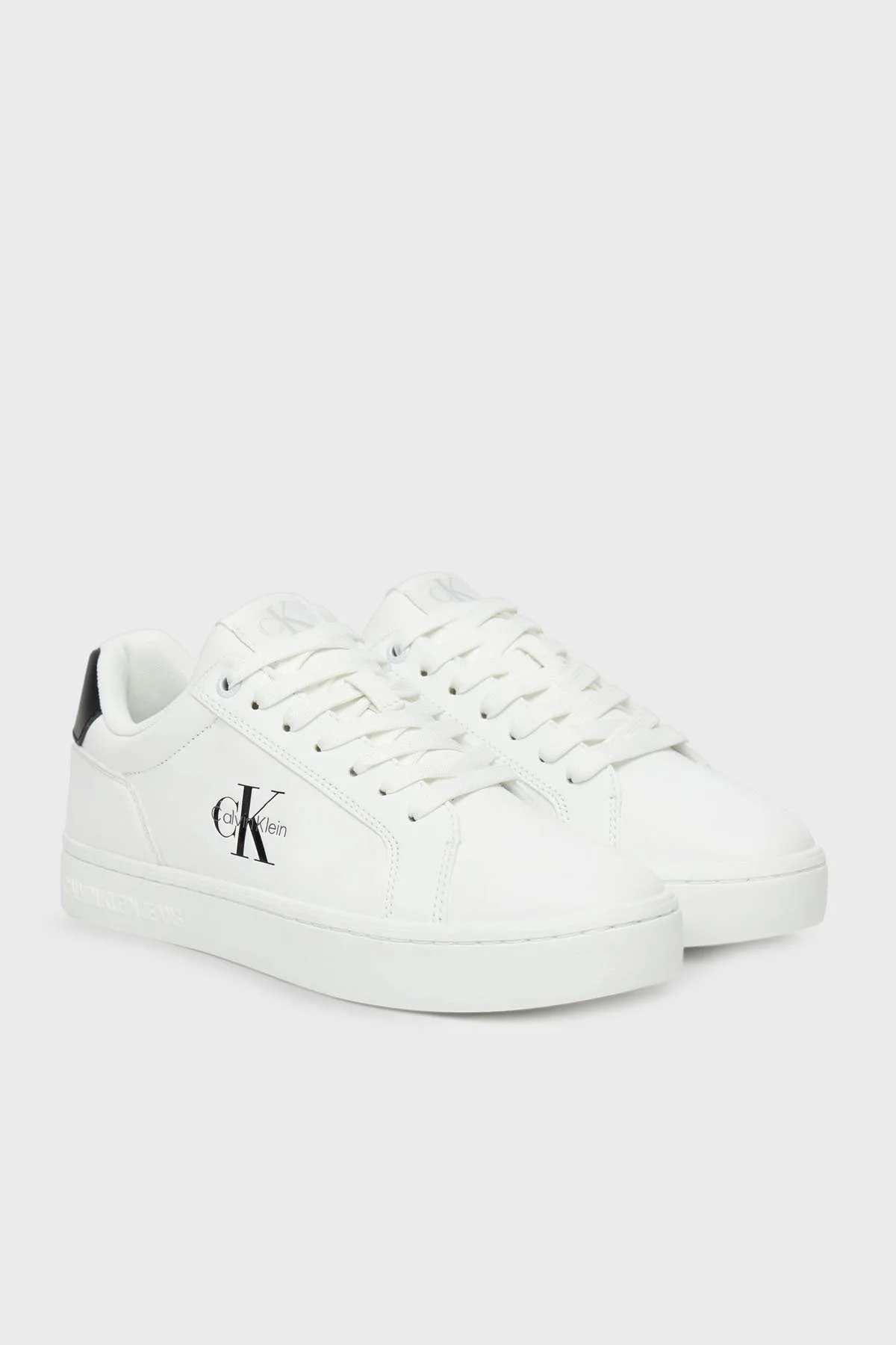 Calvin Klein Logolu Deri Sneaker YW0YW0190201W Bayan Ayakkabı YW0YW01902 01W BEYAZ-SİYAH - 2