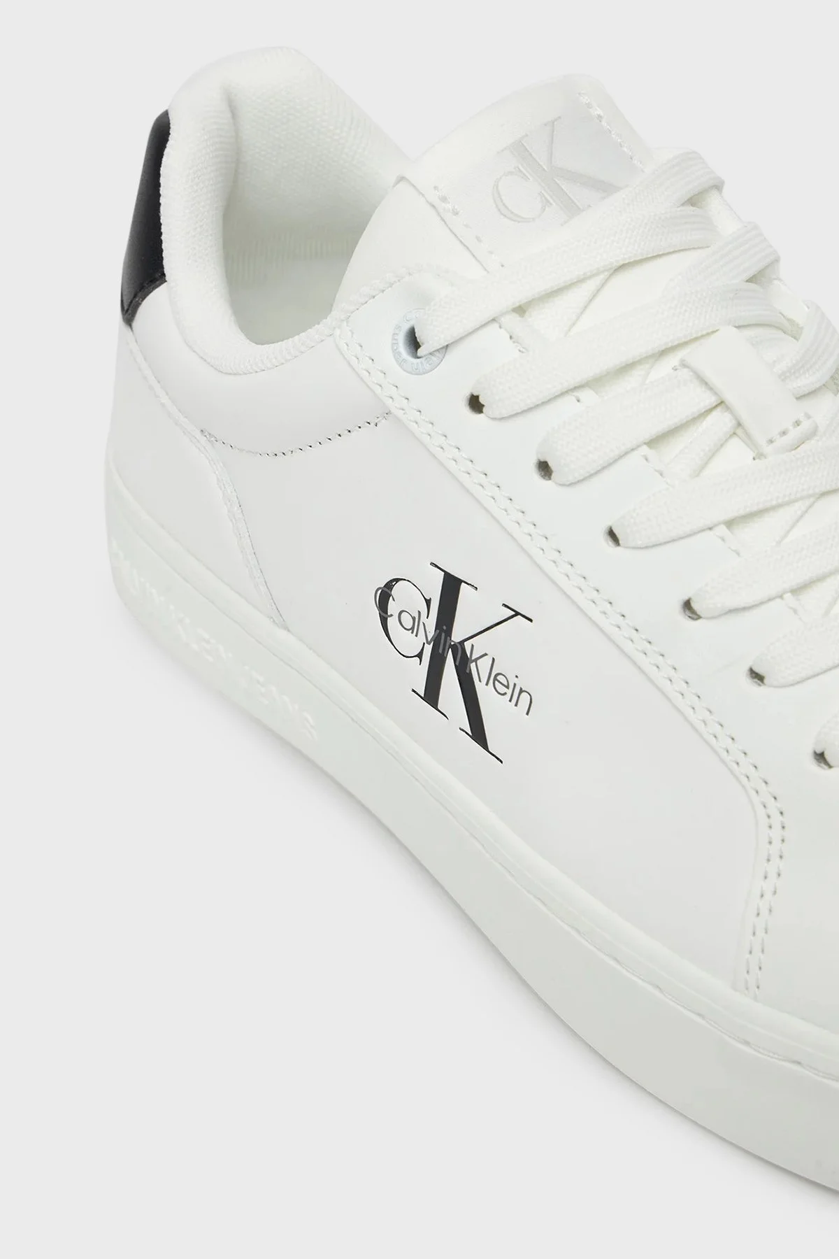 Calvin Klein Logolu Deri Sneaker YW0YW0190201W Bayan Ayakkabı YW0YW01902 01W BEYAZ-SİYAH - 5