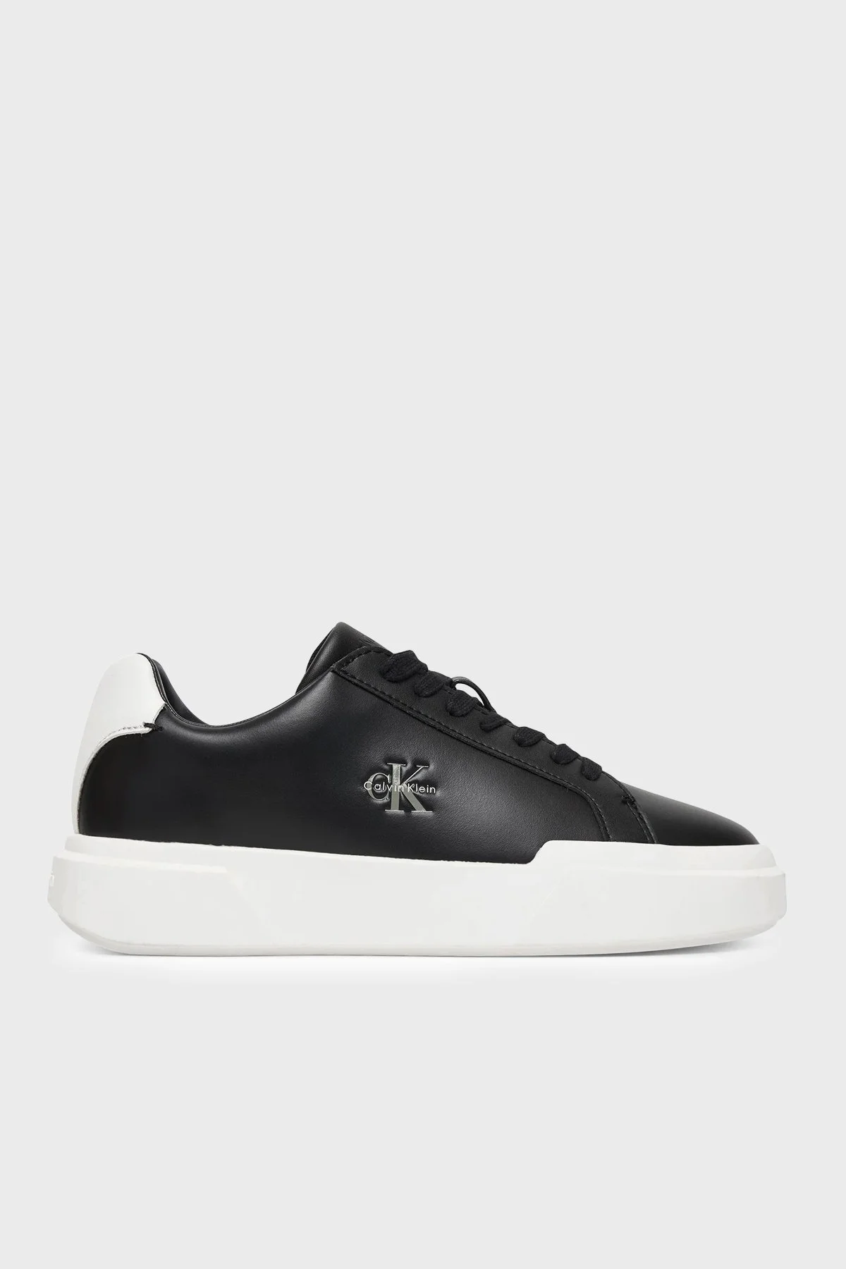 Calvin Klein Logolu Deri Sneaker YW0YW0194706W Kadın Ayakkabı YW0YW01947 06W SİYAH - 1