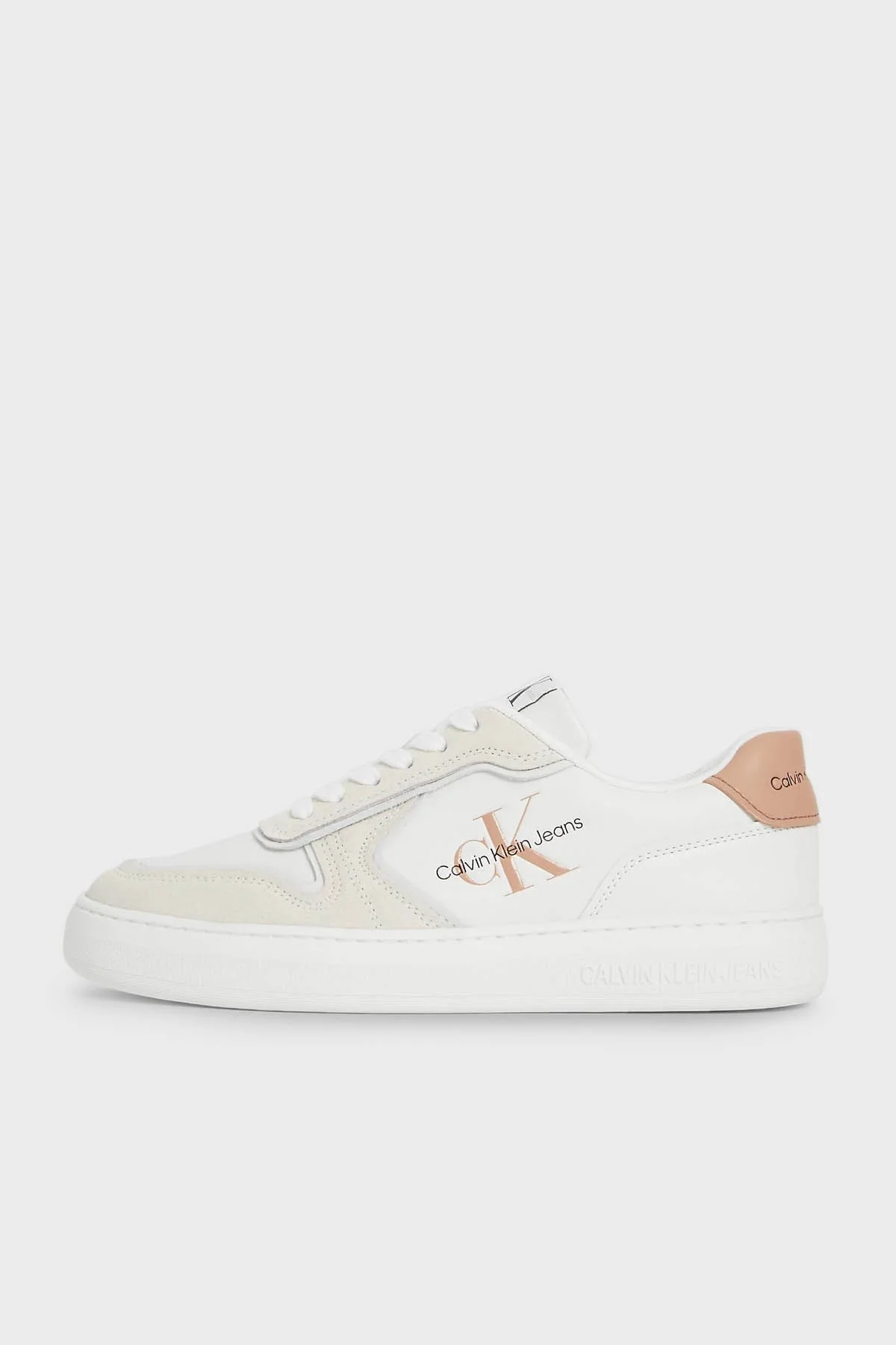 Calvin Klein Logolu Deri Süet Sneaker Bayan Ayakkabı YW0YW00913 0LA BEYAZ - 2