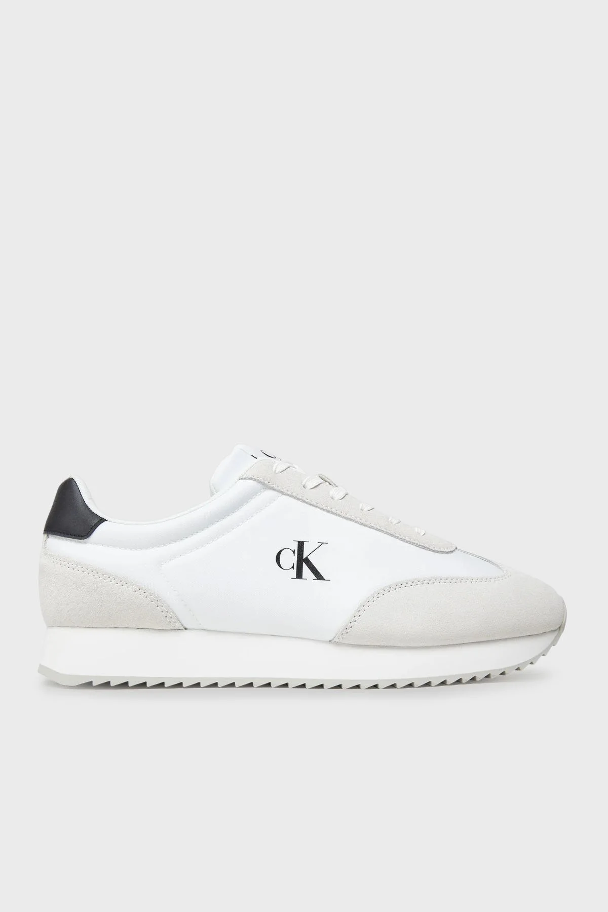 Calvin Klein Logolu Deri ve Süet Karışımlı Sneaker YM0YM0132501W Erkek Ayakkabı YM0YM01325 01W BEYAZ-SİYAH - 1