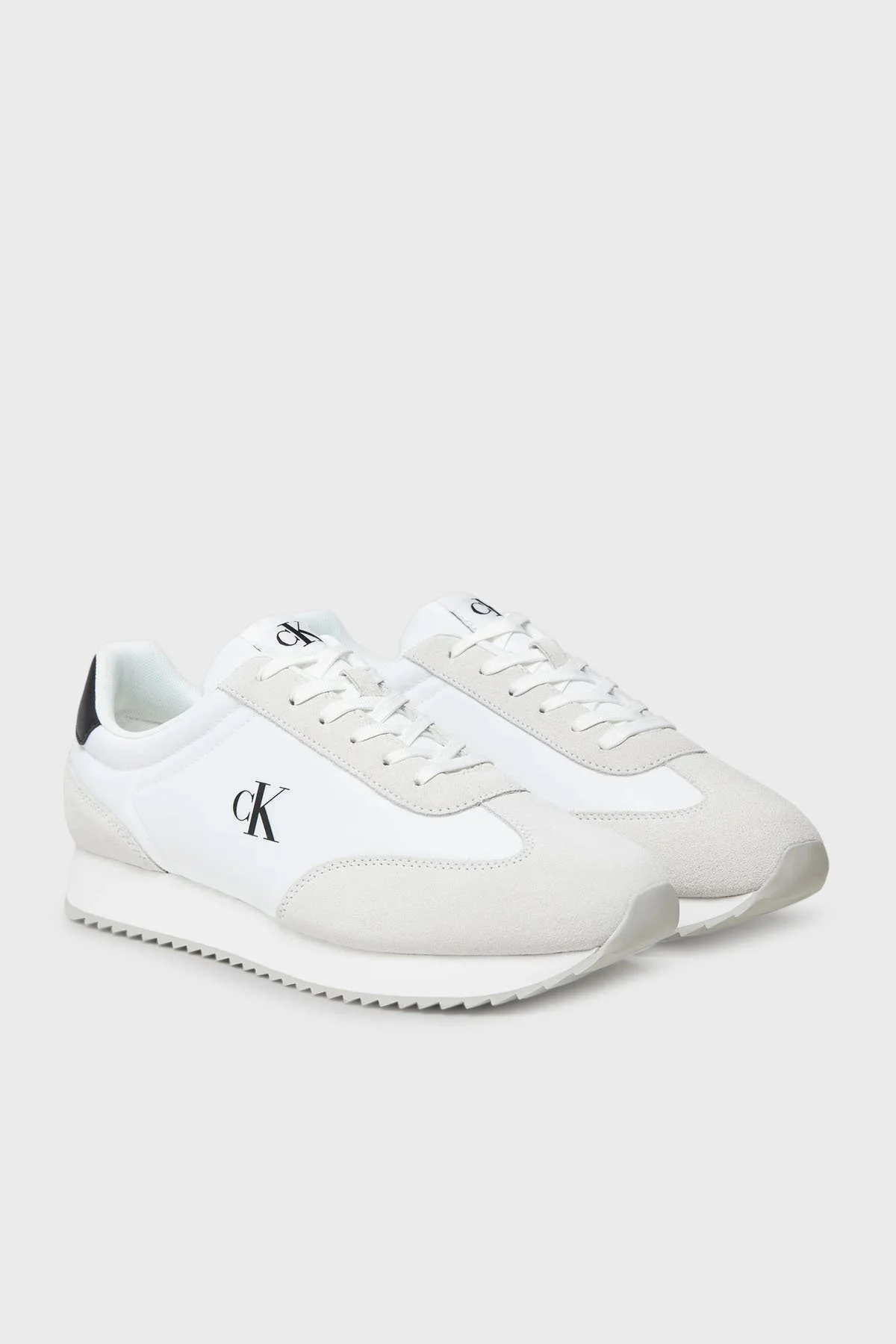 Calvin Klein Logolu Deri ve Süet Karışımlı Sneaker YM0YM0132501W Erkek Ayakkabı YM0YM01325 01W BEYAZ-SİYAH - 2