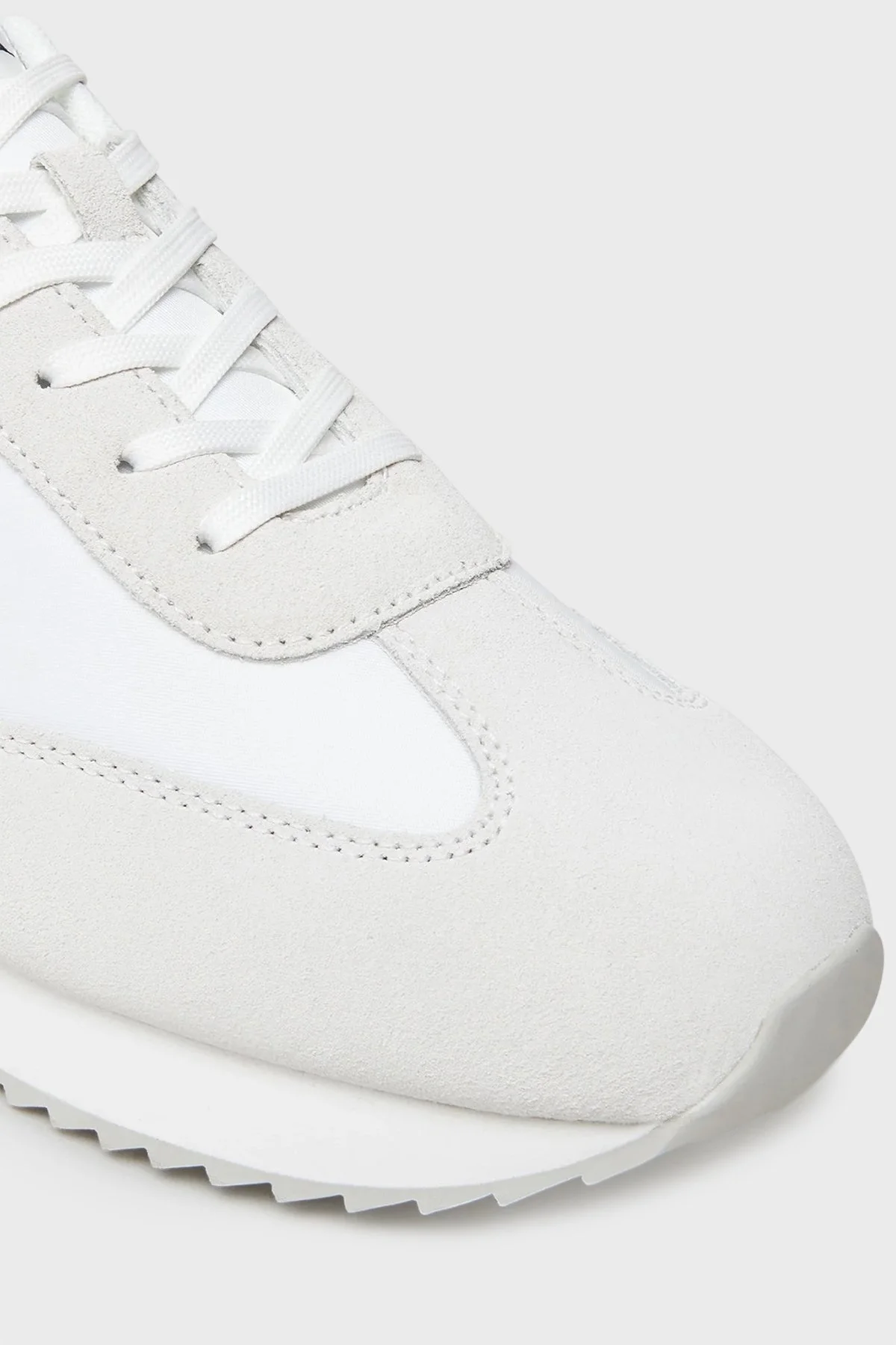 Calvin Klein Logolu Deri ve Süet Karışımlı Sneaker YM0YM0132501W Erkek Ayakkabı YM0YM01325 01W BEYAZ-SİYAH - 5