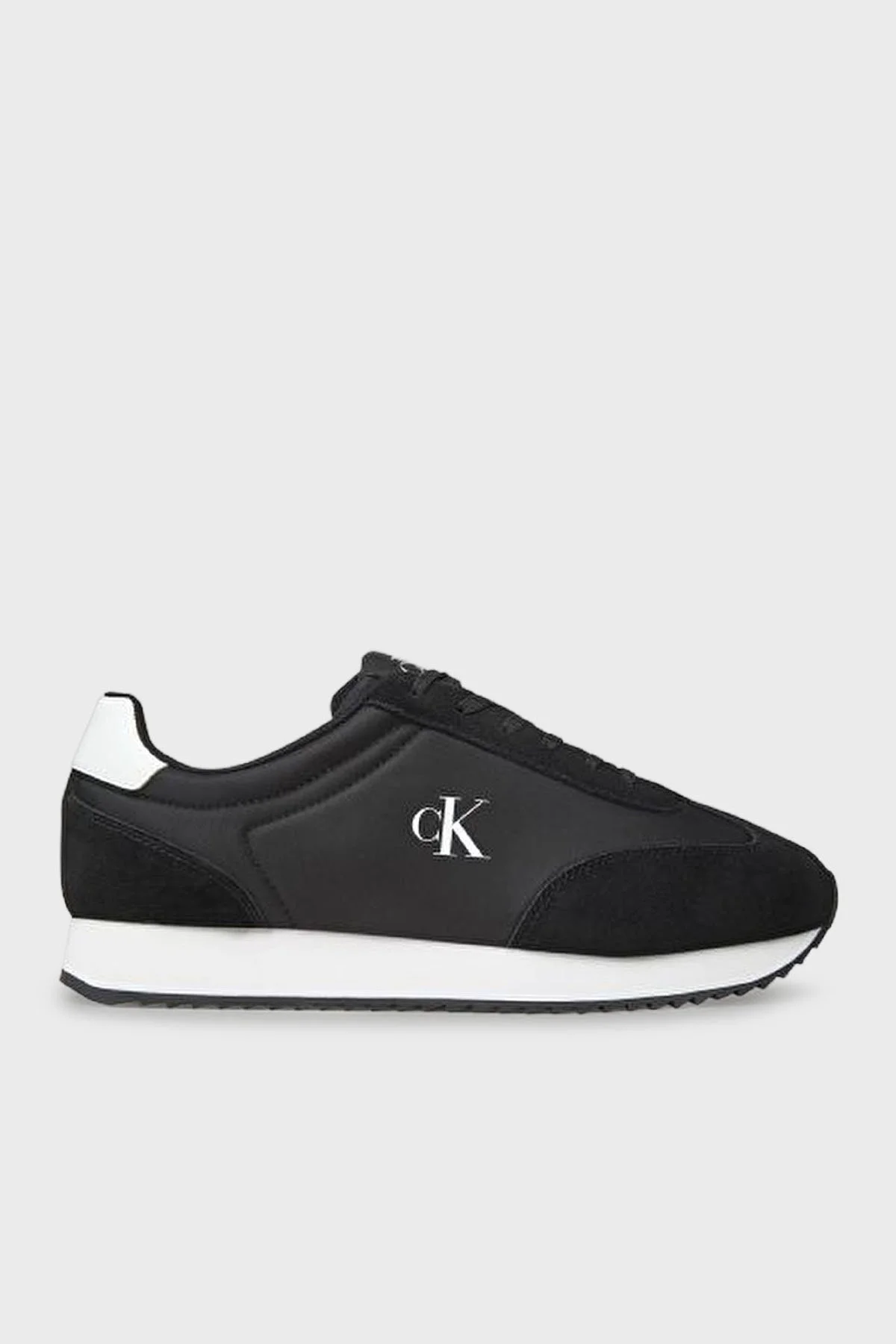 Calvin Klein Logolu Deri ve Süet Karışımlı Sneaker YM0YM013250GM Erkek Ayakkabı YM0YM01325 0GM SİYAH-BEYAZ - 1