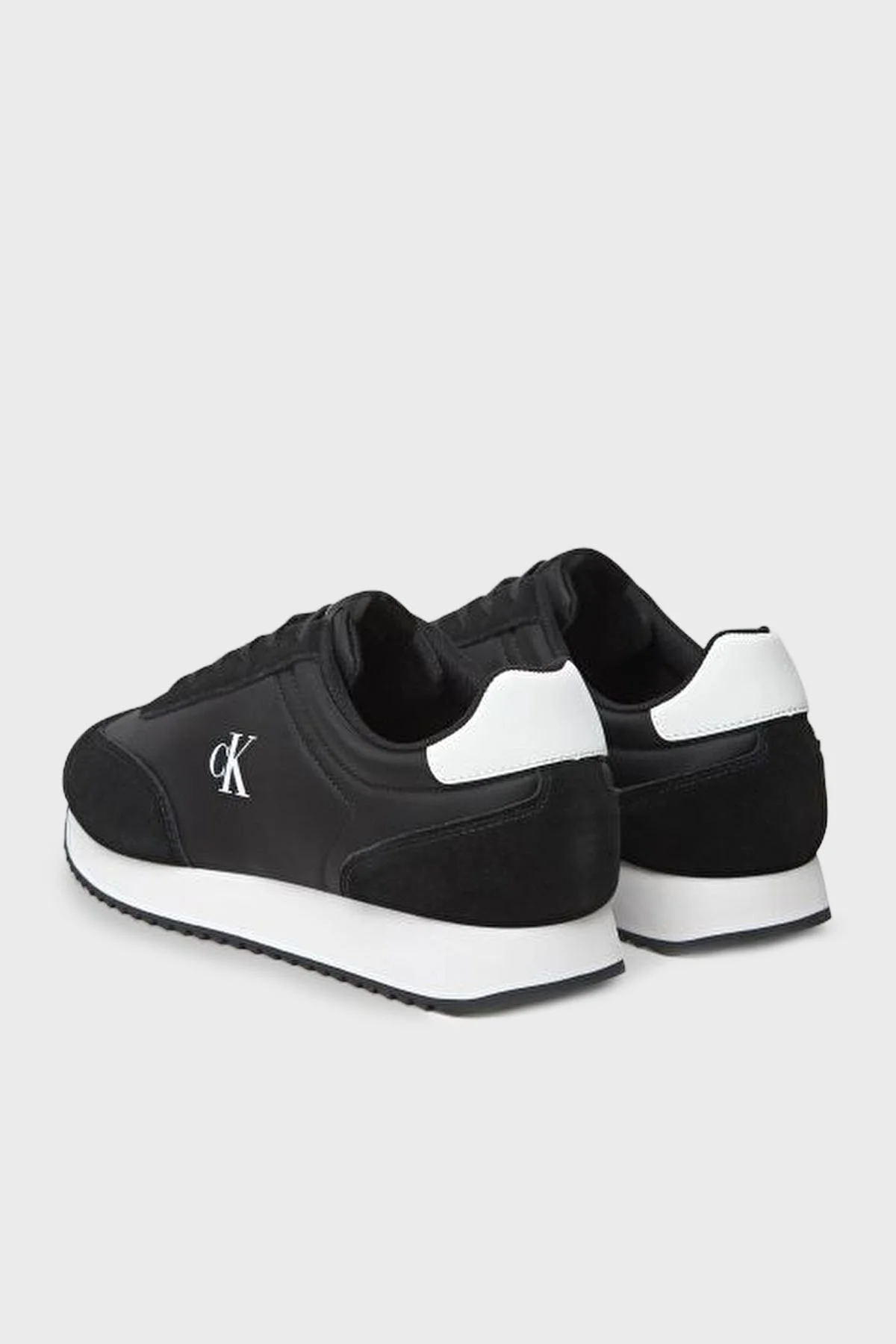 Calvin Klein Logolu Deri ve Süet Karışımlı Sneaker YM0YM013250GM Erkek Ayakkabı YM0YM01325 0GM SİYAH-BEYAZ - 4