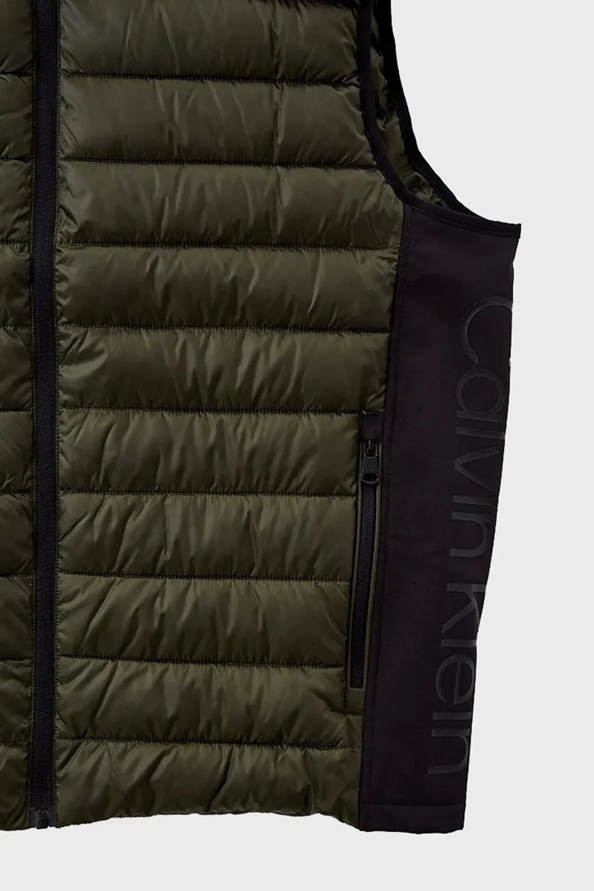 Calvin Klein Logolu Dik Yaka Kapitone Şişme K10K110893LLP Erkek Yelek K10K110893 LLP HAKİ - 3