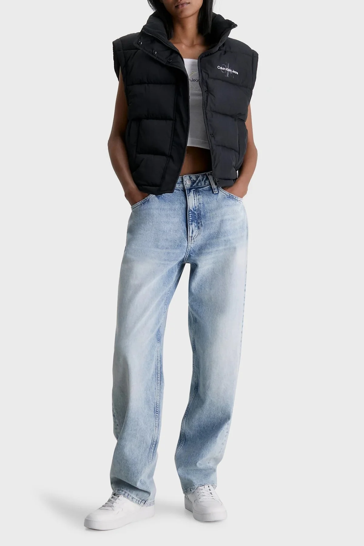 Calvin Klein Logolu Dik Yaka Regular Fit Şişme Bayan Yelek J20J221382 BEH SİYAH - 4