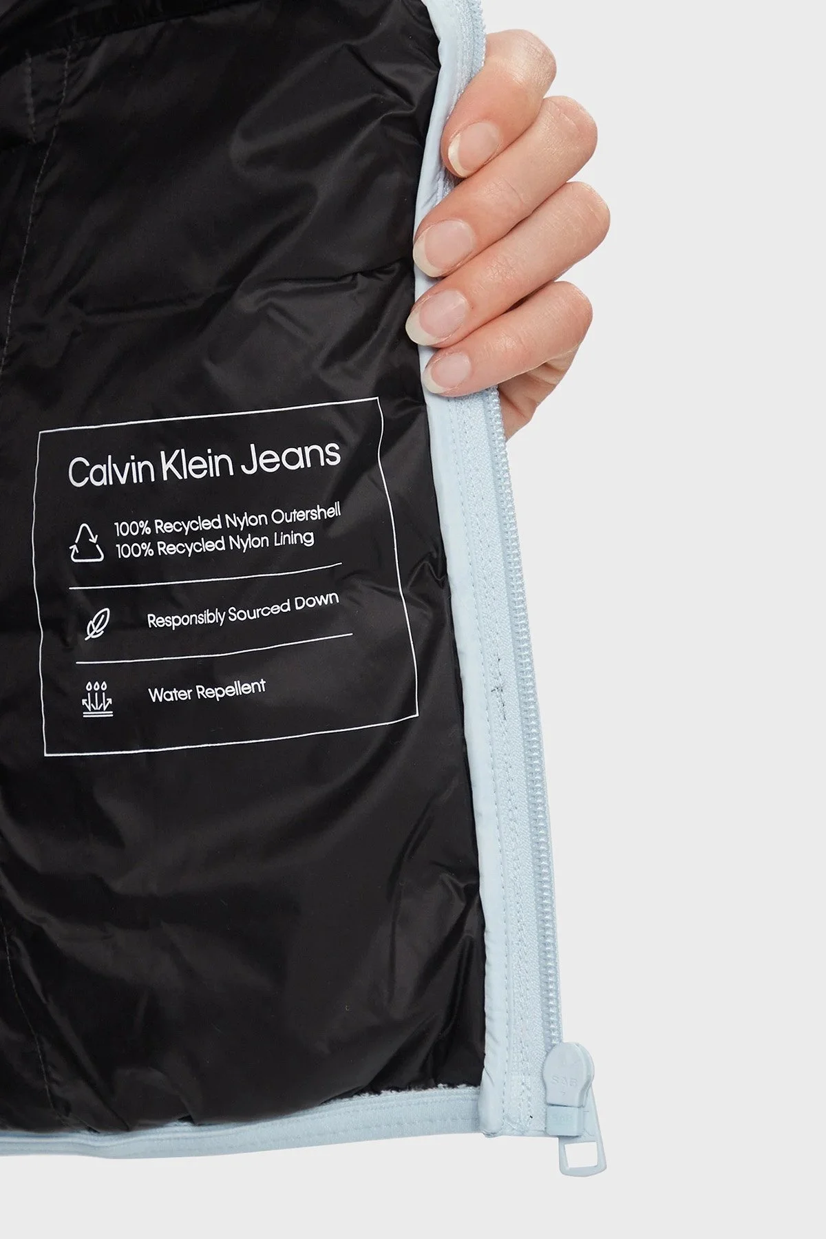 Calvin Klein Logolu Dik Yaka Regular Fit Su İtici Şişme J20J222585CYR Bayan Mont J20J222585 CYR AÇIK MAVİ - 5