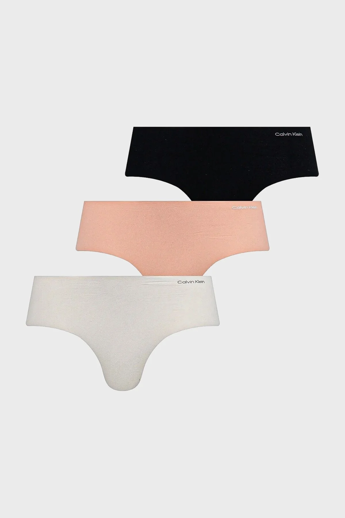 Calvin Klein Logolu Dikişsiz 3 Pack 000QD3559EWAM Bayan Külot 000QD3559E WAM Siyah-Beyaz-Pudra - 5