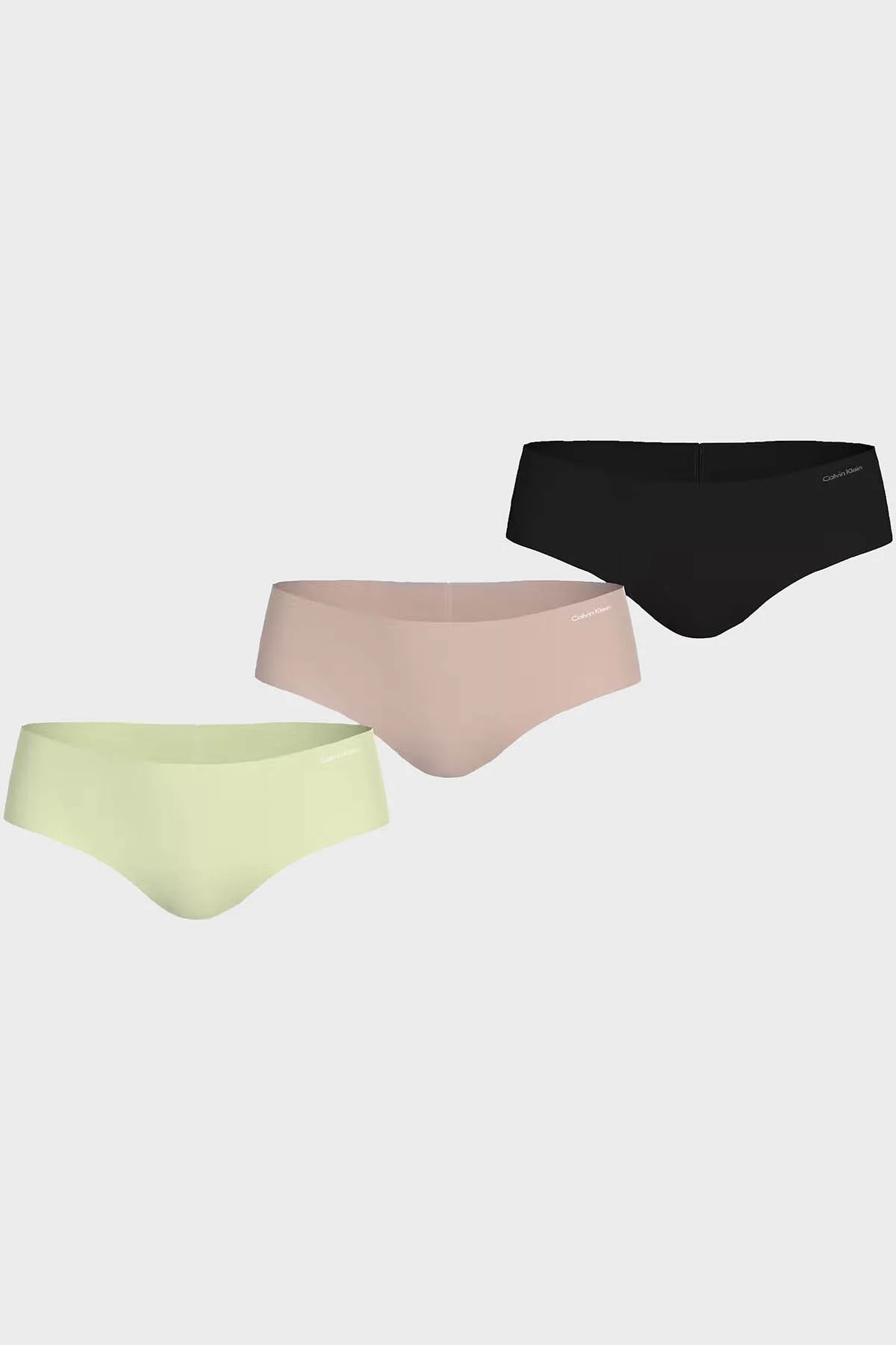 Calvin Klein Logolu Dikişsiz 3 Pack 000QD3559EWAO Kadın Külot 000QD3559E WAO Siyah-Bej-Sarı - 1