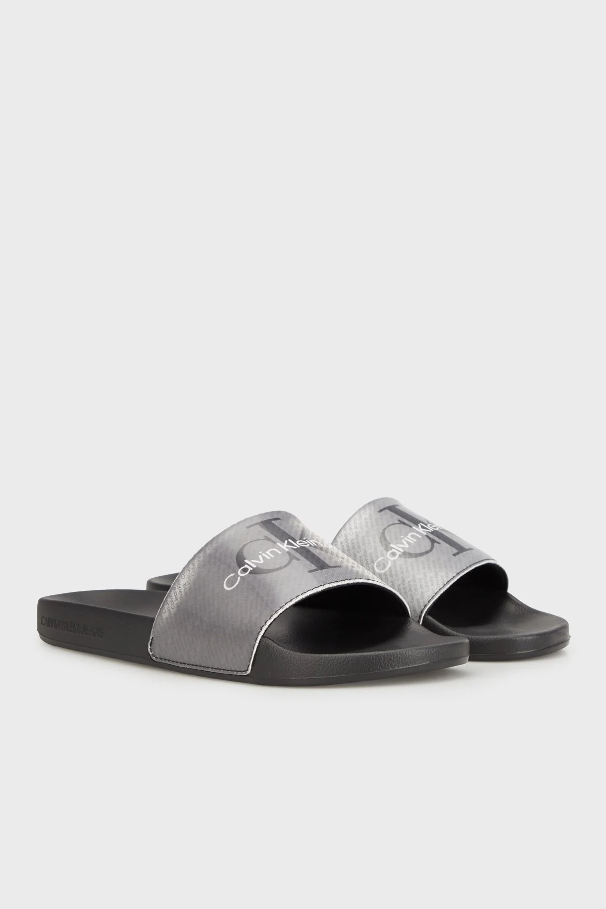 Calvin Klein Logolu Düz YM0YM009530GN Erkek Terlik YM0YM00953 0GN SİYAH-GÜMÜŞ - 3
