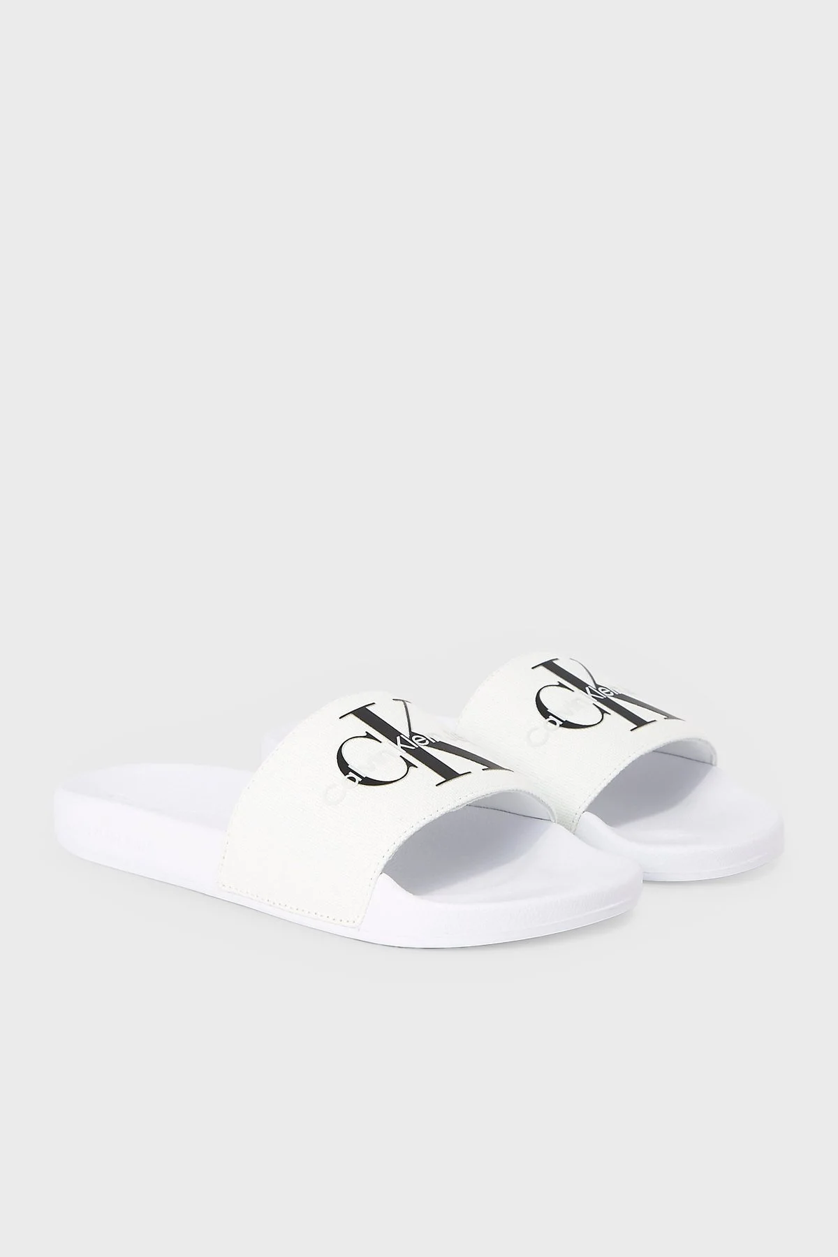 Calvin Klein Logolu Düz YW0YW0010301W Bayan Terlik YW0YW00103 01W BEYAZ-SİYAH - 3