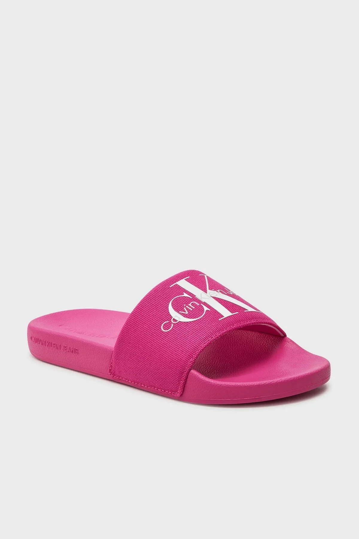 Calvin Klein Logolu Düz YW0YW001030J3 Bayan Terlik YW0YW00103 0J3 FUŞYA-BEYAZ - 2