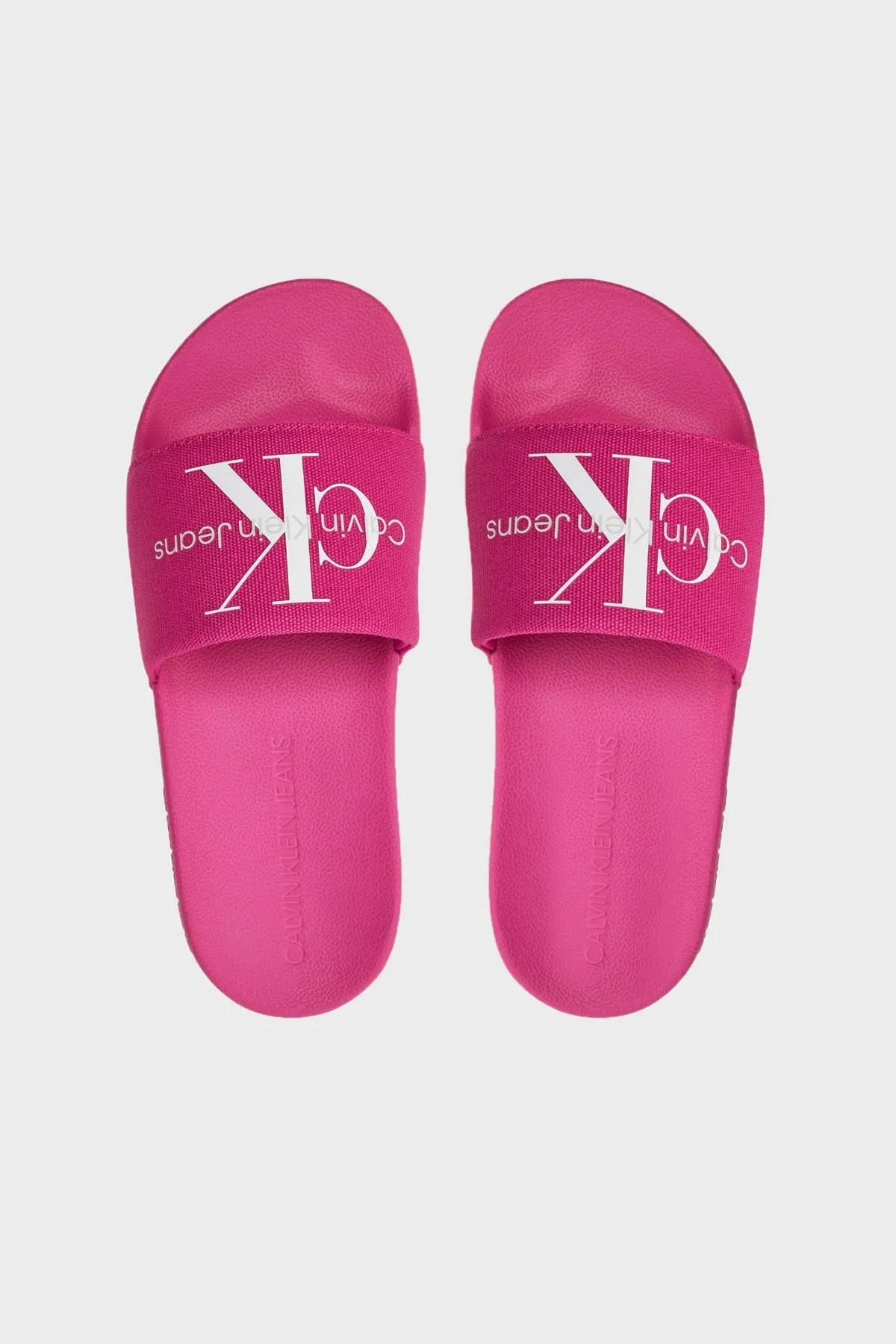 Calvin Klein Logolu Düz YW0YW001030J3 Bayan Terlik YW0YW00103 0J3 FUŞYA-BEYAZ - 5