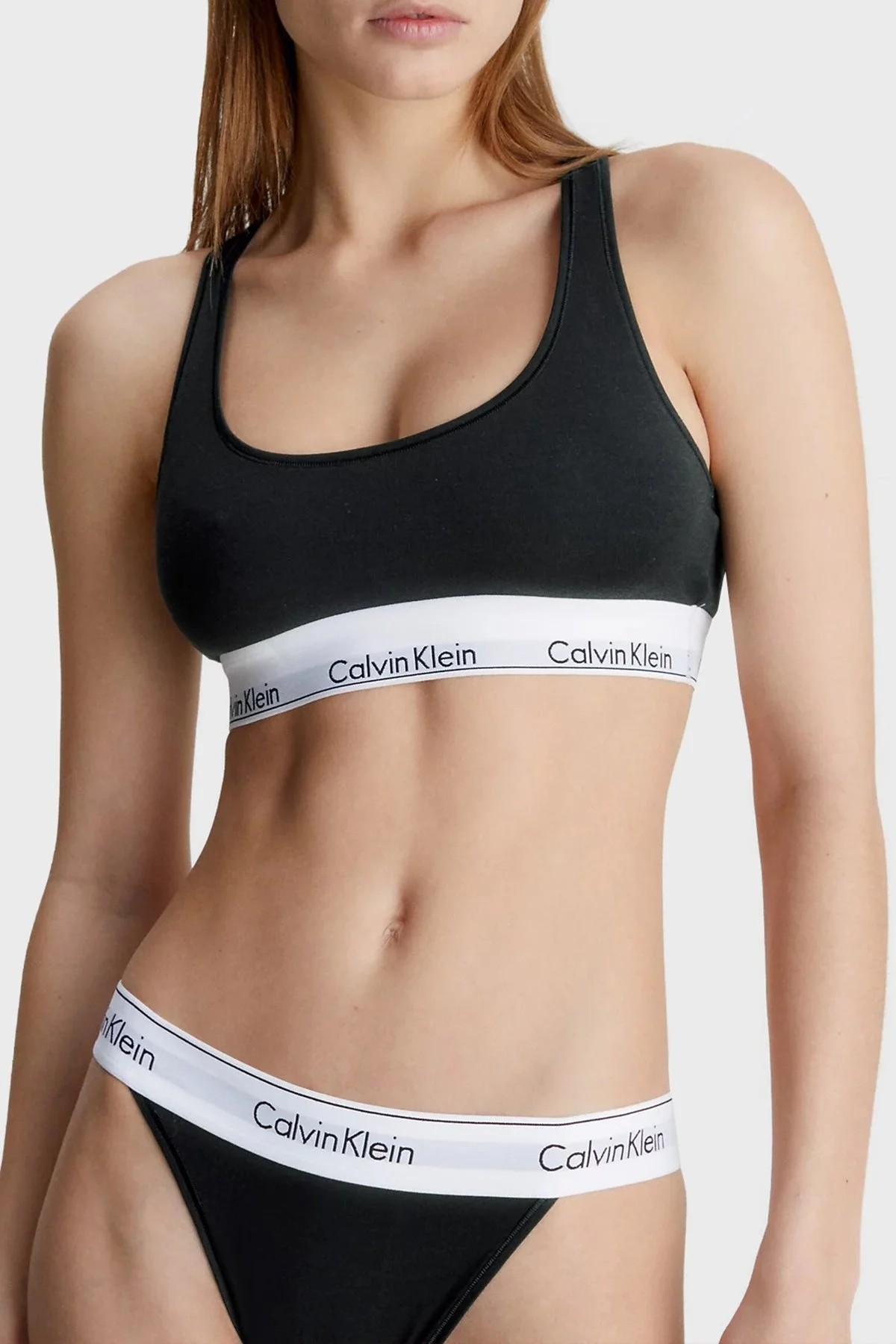 Calvin Klein Logolu Elastik Bantlı Pamuklu Spor 0000F3785E001 Bayan Sütyen 0000F3785E 001 SİYAH - 1