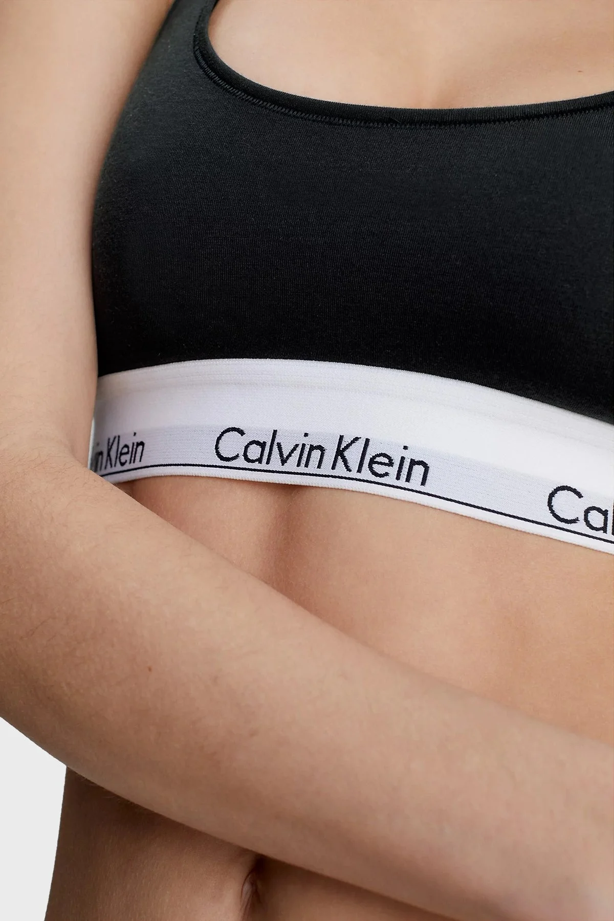Calvin Klein Logolu Elastik Bantlı Pamuklu Spor 0000F3785E001 Bayan Sütyen 0000F3785E 001 SİYAH - 3
