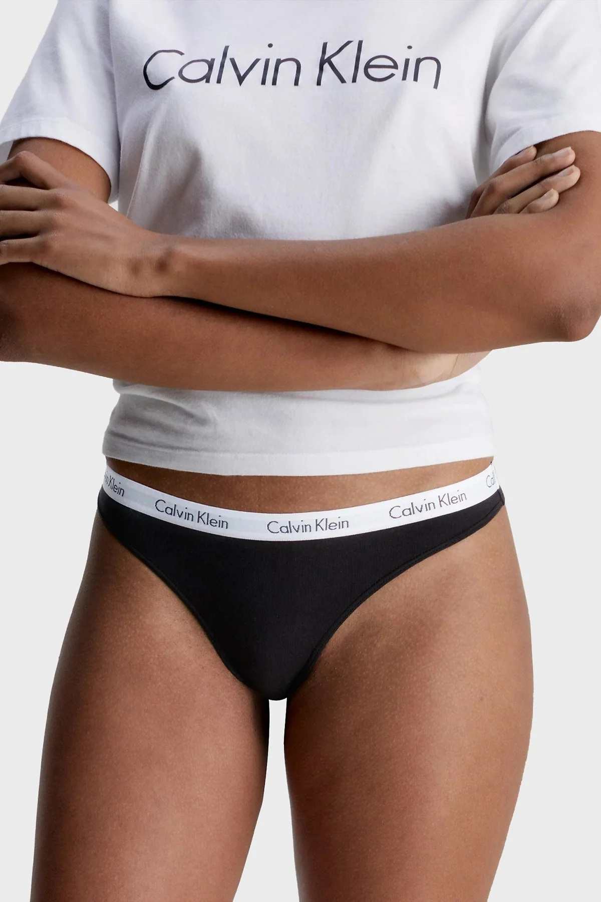 Calvin Klein Logolu Elastik Bel Bantlı 3 Pack Tanga 000QD3587E001 Bayan Külot 000QD3587E 001 SİYAH - 2