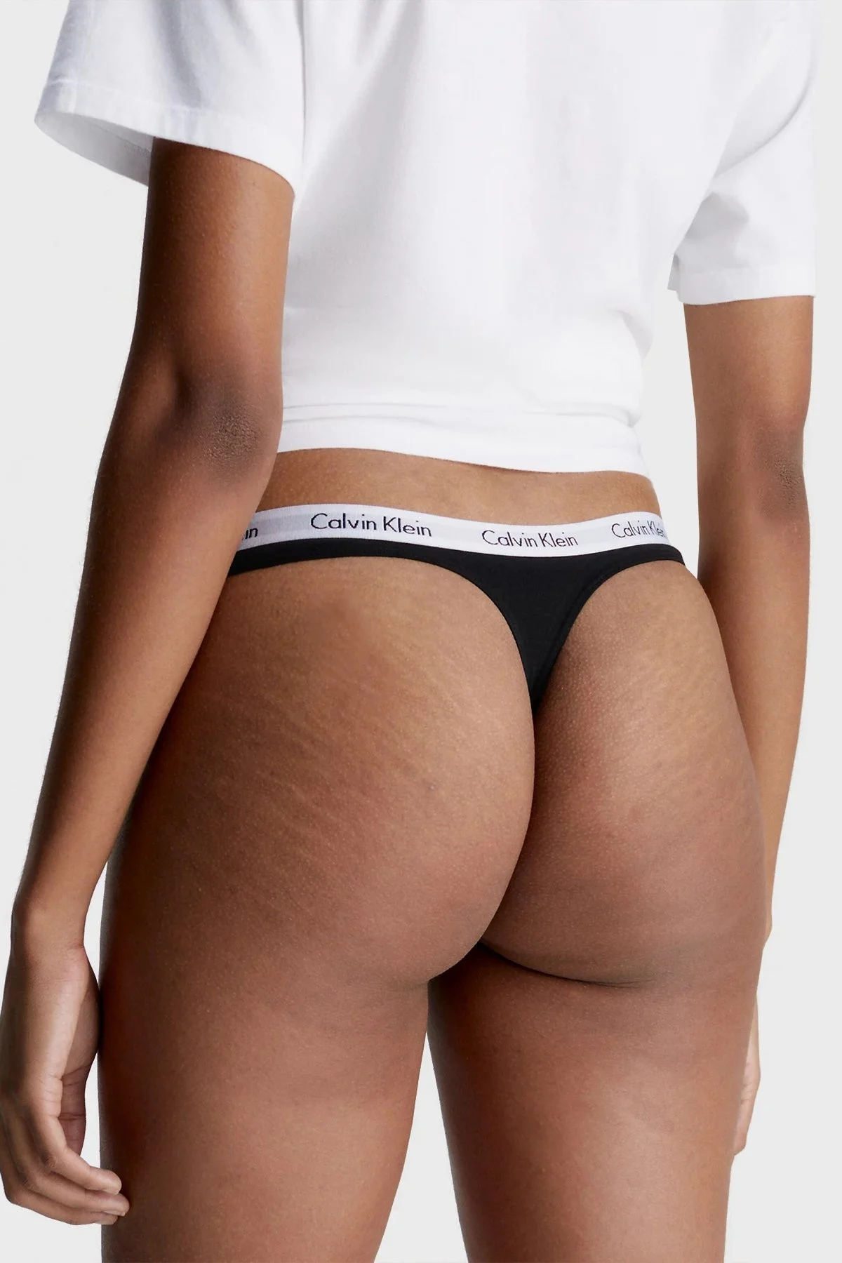 Calvin Klein Logolu Elastik Bel Bantlı 3 Pack Tanga 000QD3587E001 Bayan Külot 000QD3587E 001 SİYAH - 3