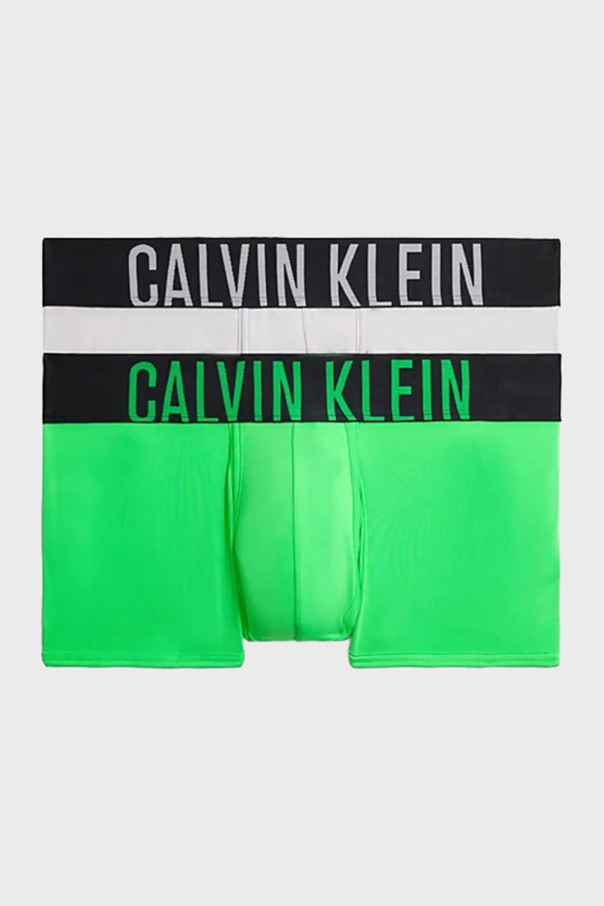 Calvin Klein Logolu Elastik Bel Bantlı Düşük Bel 2 Pack 000NB2599AGXH Erkek Boxer 000NB2599A GXH GRİ-YEŞİL - 1
