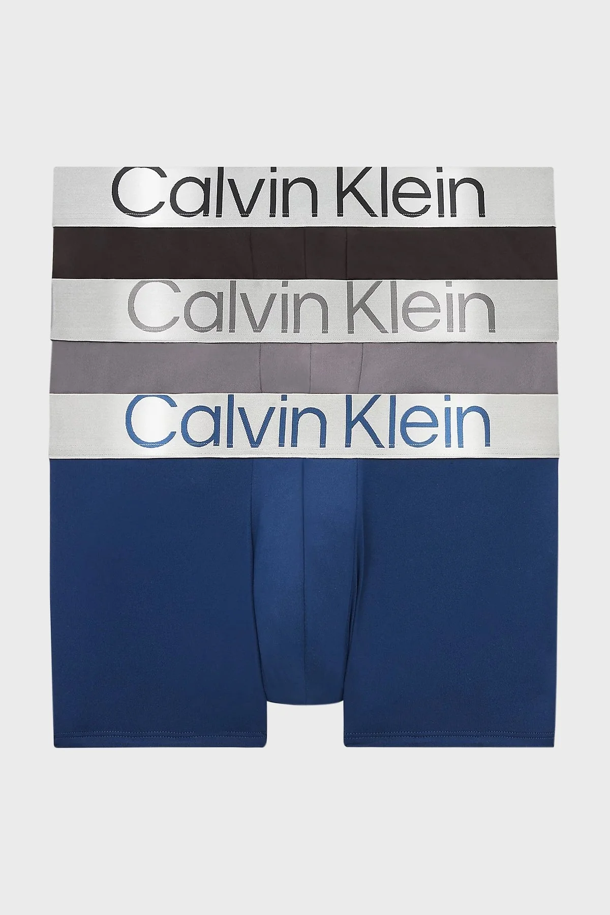 Calvin Klein Logolu Elastik Bel Bantlı Düşük Bel 3 Pack 000NB3074A139 Erkek Boxer 000NB3074A 139 Mavi-Gri-Siyah - 1
