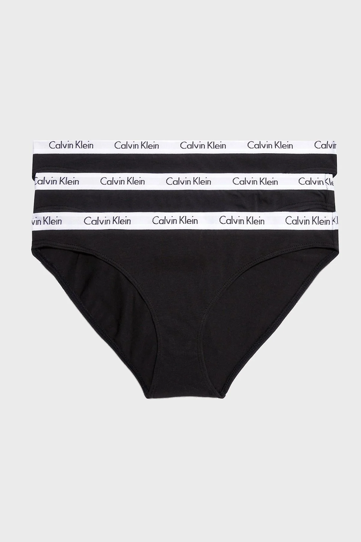 Calvin Klein Logolu Elastik Bel Bantlı Pamuklu 3 Pack 000QD3588E001 Bayan Külot 000QD3588E 001 SİYAH - 1