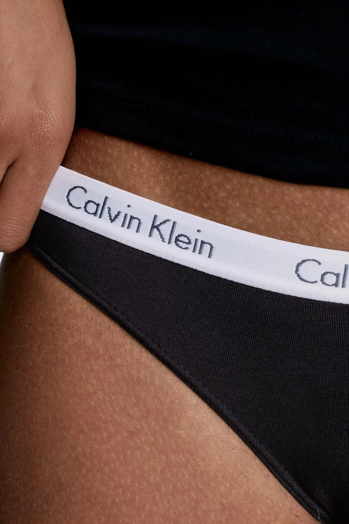 Calvin Klein Logolu Elastik Bel Bantlı Pamuklu 3 Pack 000QD3588E001 Bayan Külot 000QD3588E 001 SİYAH - 3