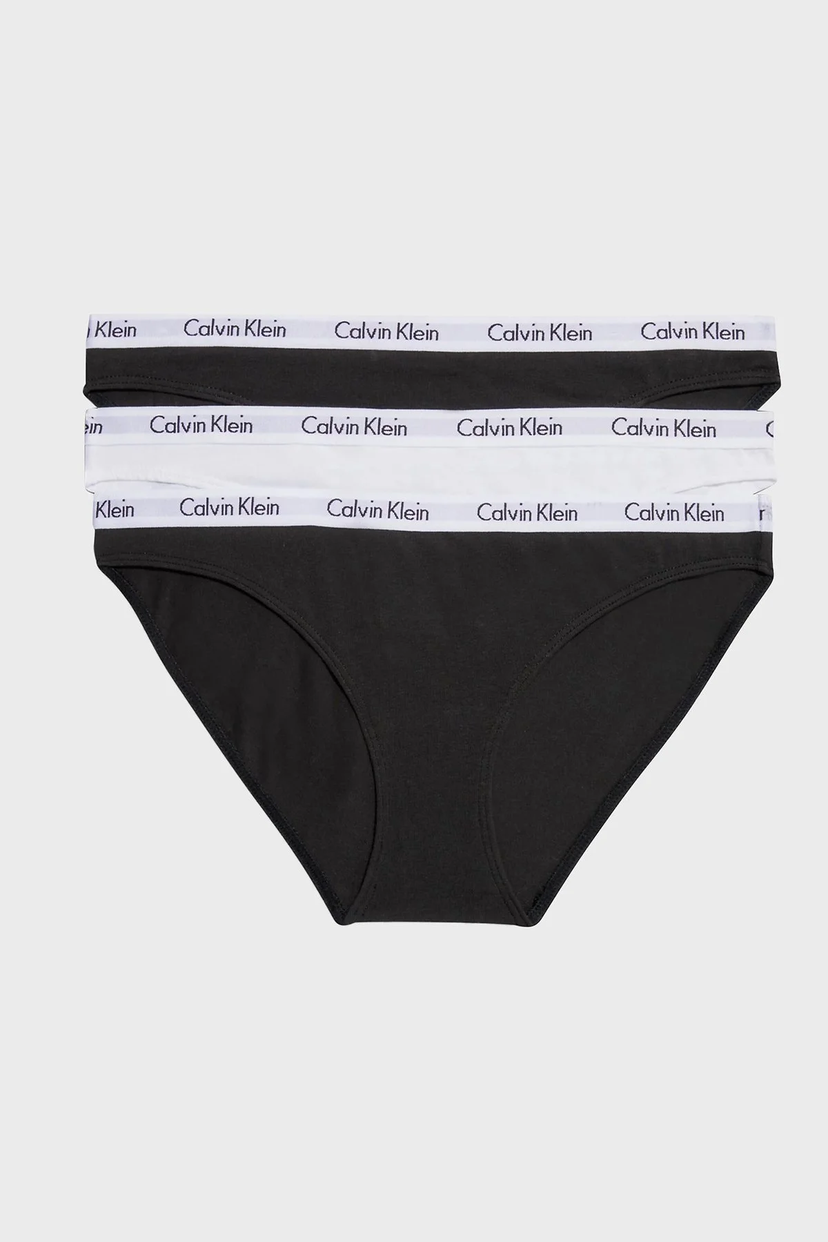 Calvin Klein Logolu Elastik Bel Bantlı Pamuklu 3 Pack 000QD3588EWZB Bayan Külot 000QD3588E WZB Siyah-Beyaz-Siyah - 6